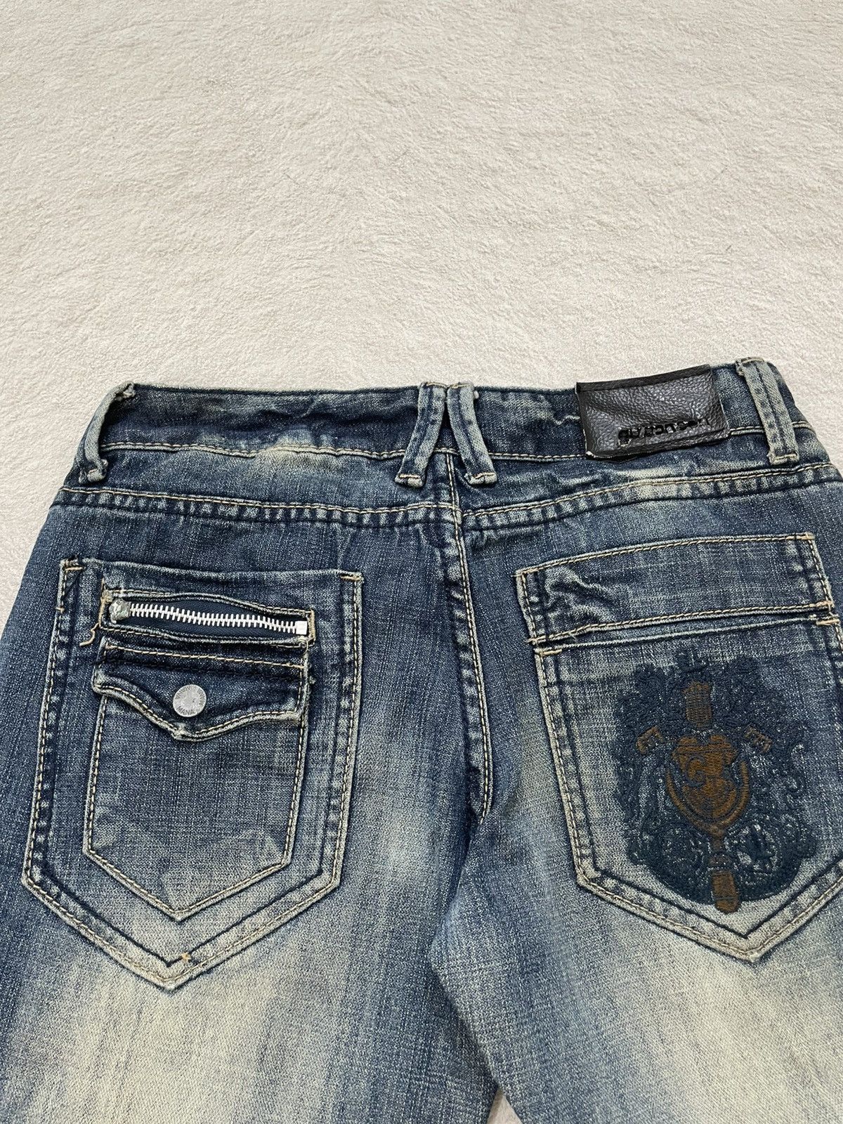 Japanese Brand 2000s Number Nine Denim Embroidered Heavy Fading Jeans Y2K Size US 27 - 9 Thumbnail
