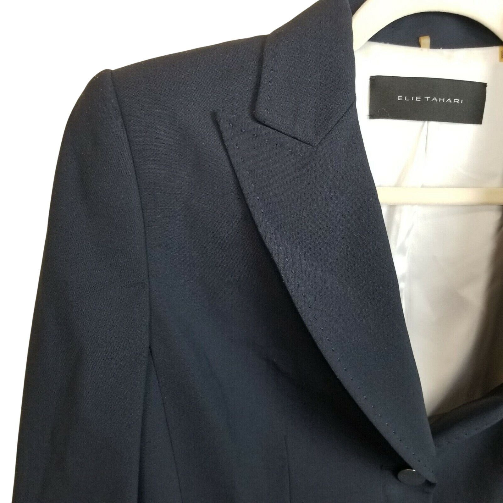 Elie Tahari Elie Tahari Women Wool Blazer Dark Academia Classic 6 Preppy Size M / US 6-8 / IT 42-44 - 2 Thumbnail
