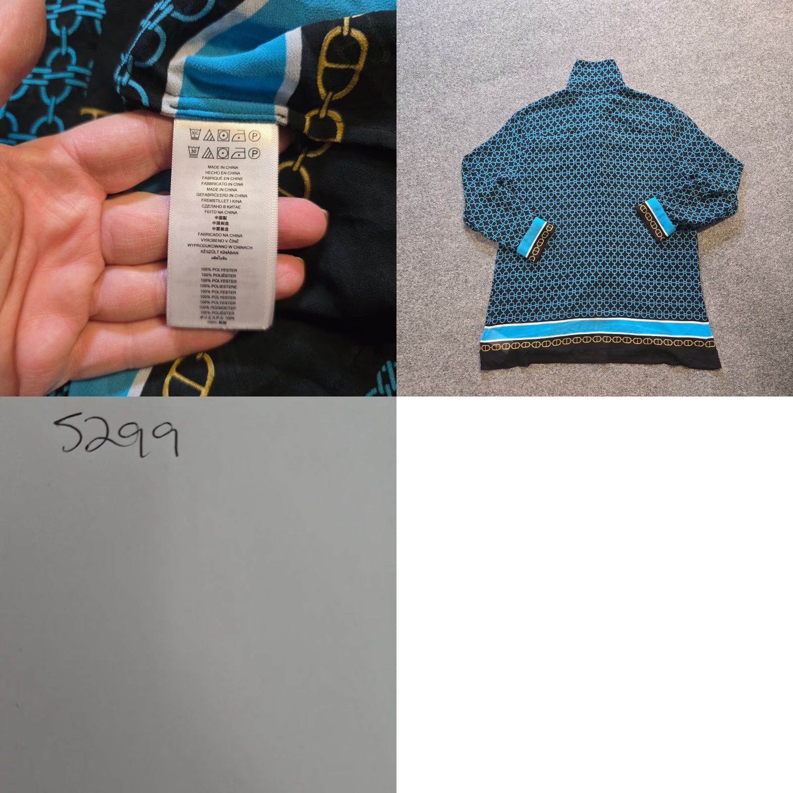 Michael Kors Michael Kors Top Womens Large Black Blue Button Up Geometric Career Casual Size L / US 10 / IT 46 - 8 Thumbnail