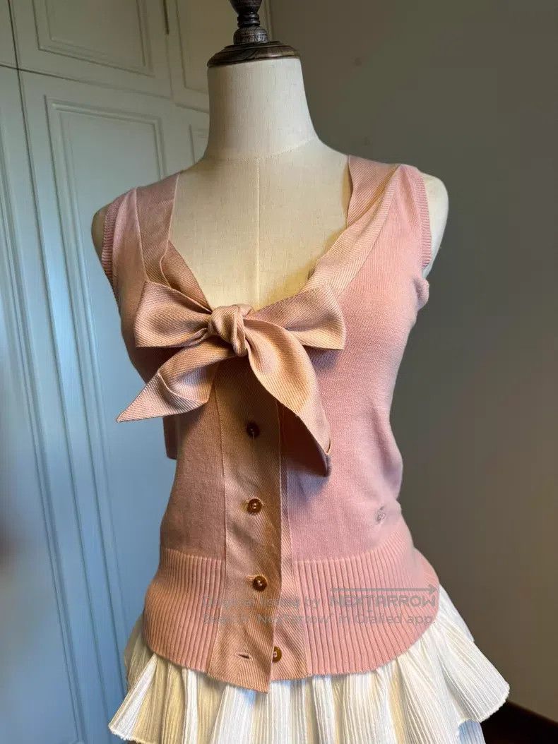 Vivienne Westwood Vivienne Westwood Pink bow tie ribbon knitted sweater vest Size M / US 6-8 / IT 42-44 - 5 Thumbnail