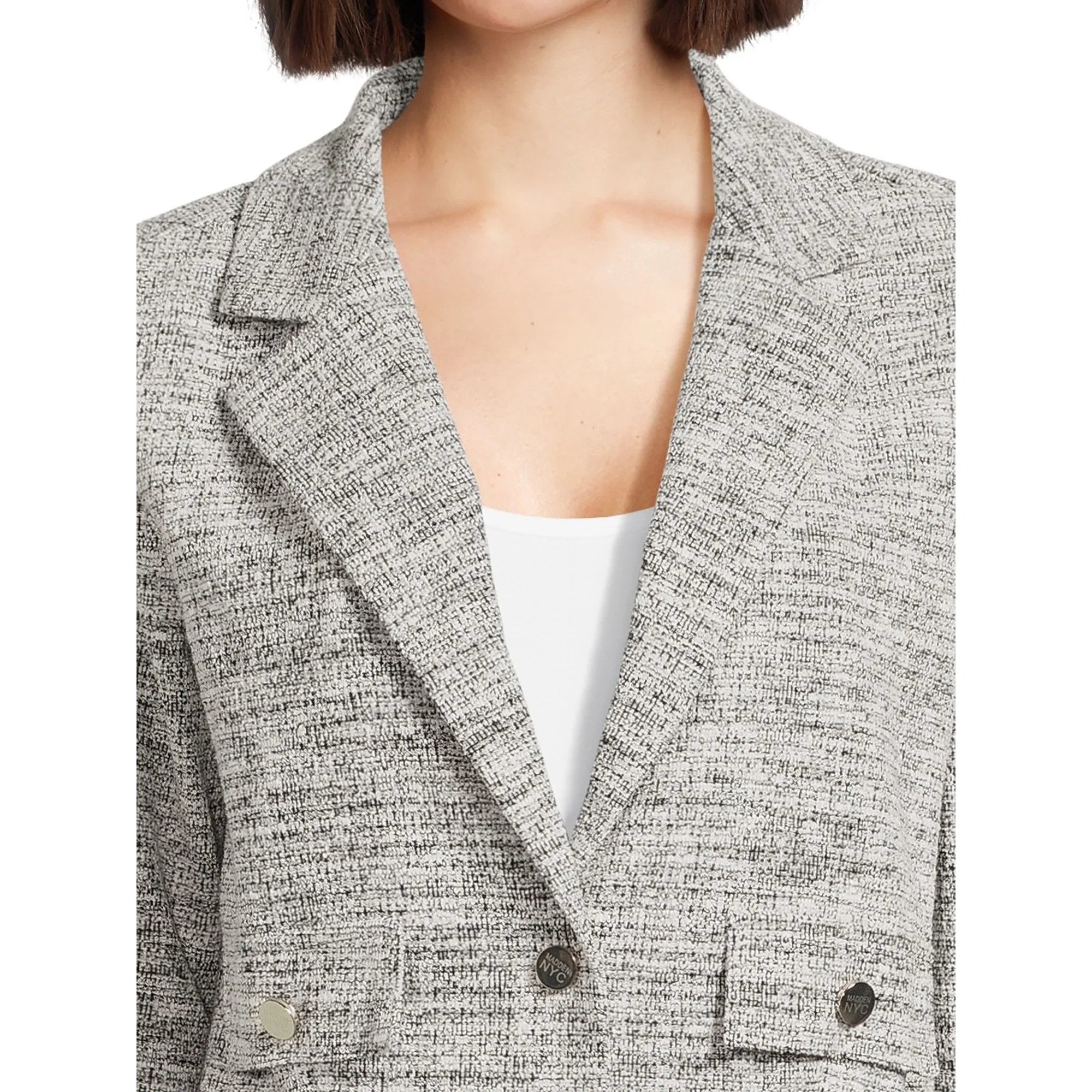 Madden NYC Madden NYC Womens Tweed Cropped Blazer Jacket Size S Size S / US 4 / IT 40 - 10 Thumbnail