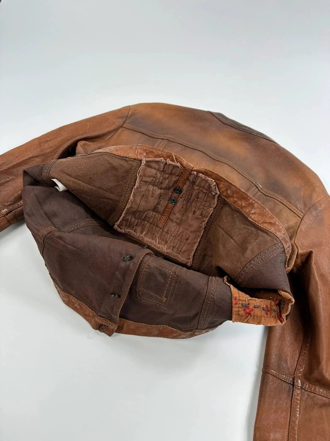 Marithe + Francois Girbaud Marithé + Francois Girbaud Patch Leather jacket Brown Size M / US 6-8 / IT 42-44 - 14 Thumbnail
