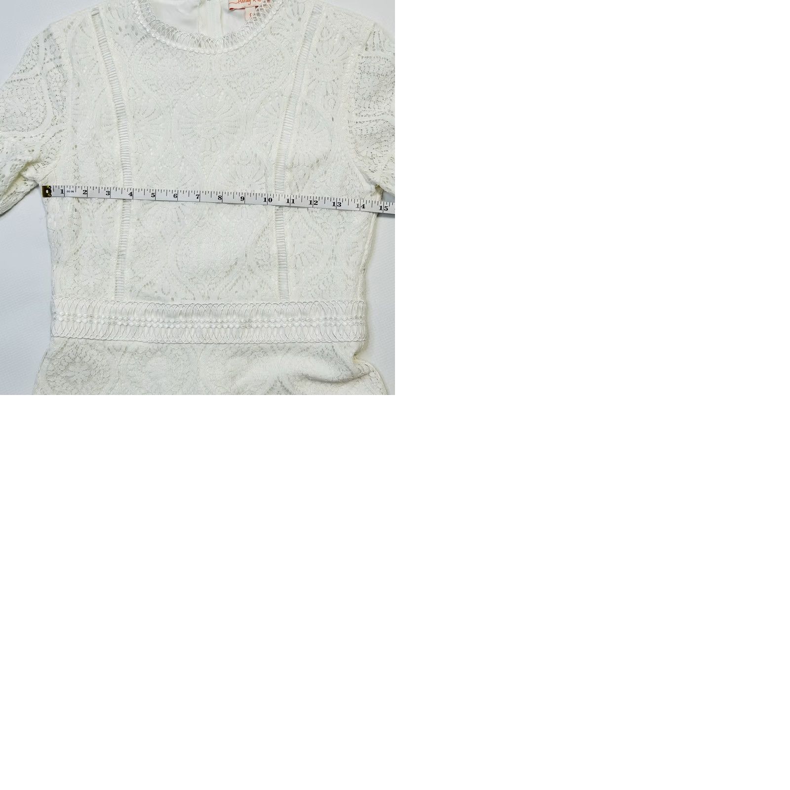 CO Hailey Co Boutique White Lace Event Dress Women Size S Cap Sleeve Crew Neck A-Line Mini Lined Short Sleeve Party Wedding 100% GENUINE Size S / US 4 / IT 40 - 10 Thumbnail