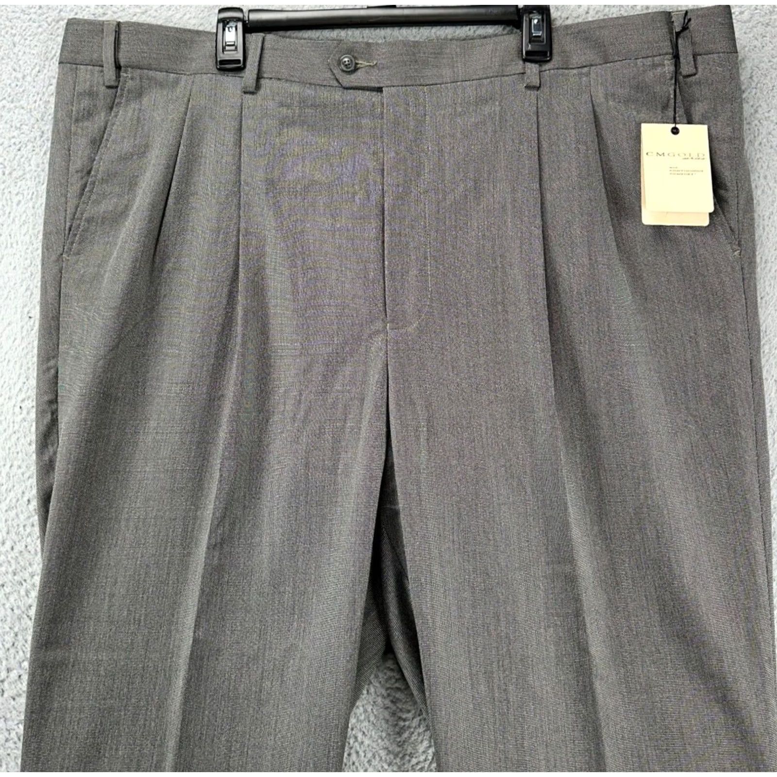 Vintage CM Gold Series Pants Mens 48R Black White Pin Check Dress Pleated Straight Pants Mens Regular 48R Black/White Check Dress Pants Mens Size US 32 / EU 48 - 3 Thumbnail