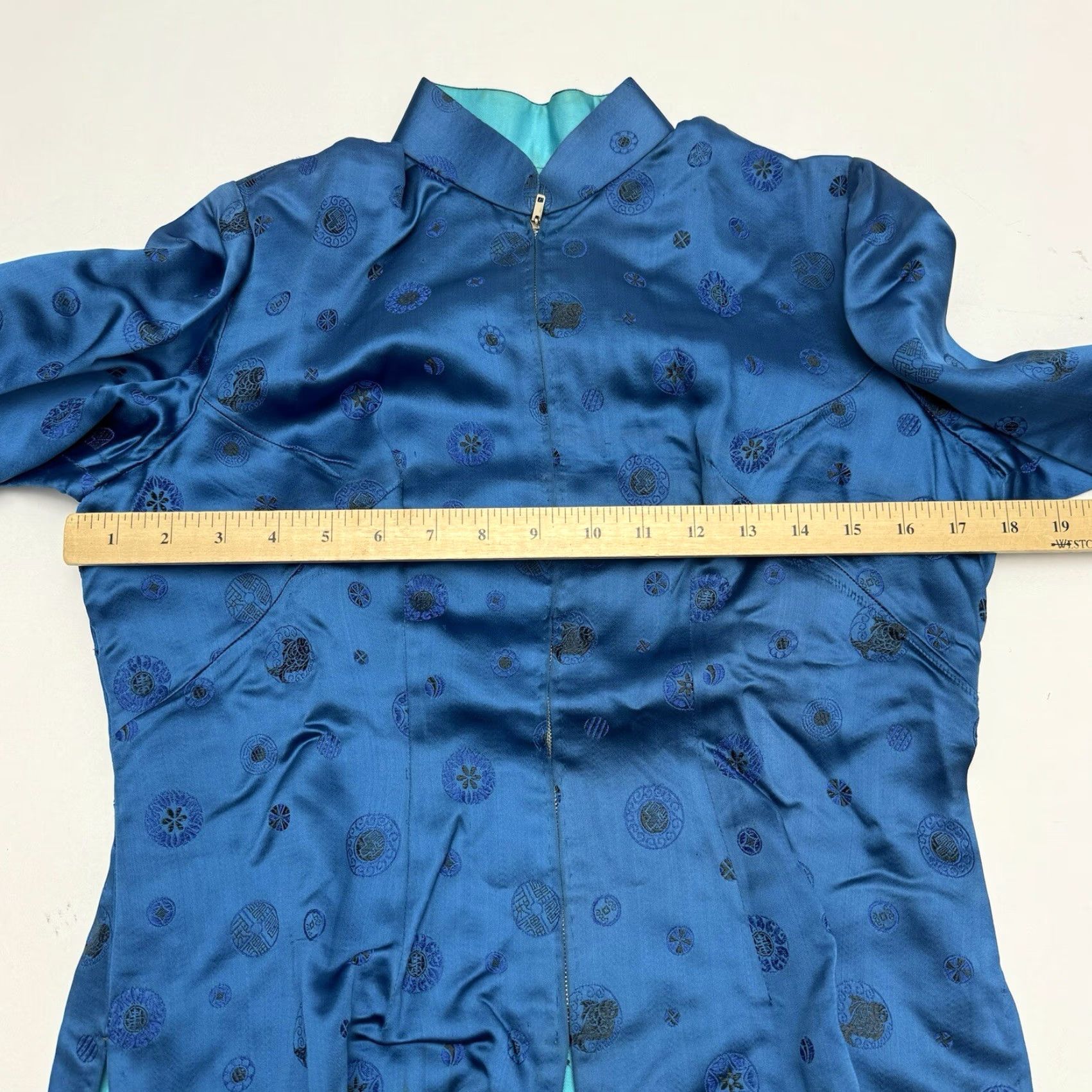 Vintage VINTAGE Asian Traditional Chinese Blue Silk Top Full Zip S/M Jacket Silk Blend Ethnic/Peasant 1980s Womens/Mens? Size S / US 4 / IT 40 - 7 Thumbnail