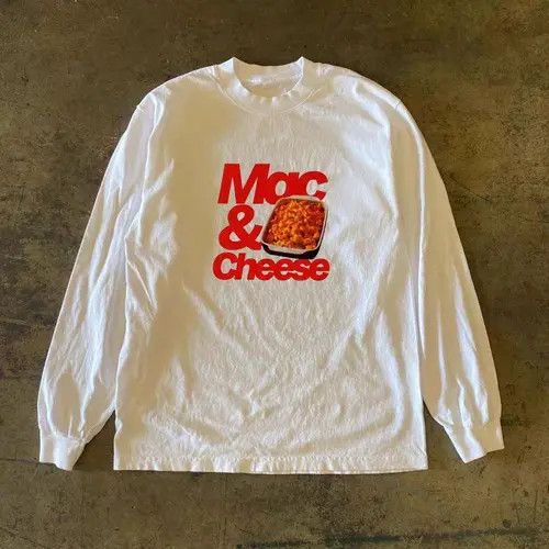 Other White street washed retro cheese print long sleeve t-shirt Size US M / EU 48-50 / 2 - 3 Thumbnail