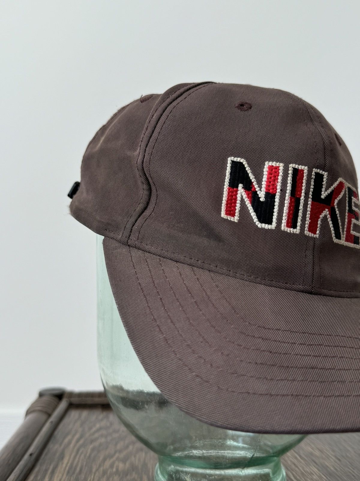 Nike × Vintage Vintage 90s Nike Big Logo Brown Cap Size ONE SIZE - 3 Thumbnail