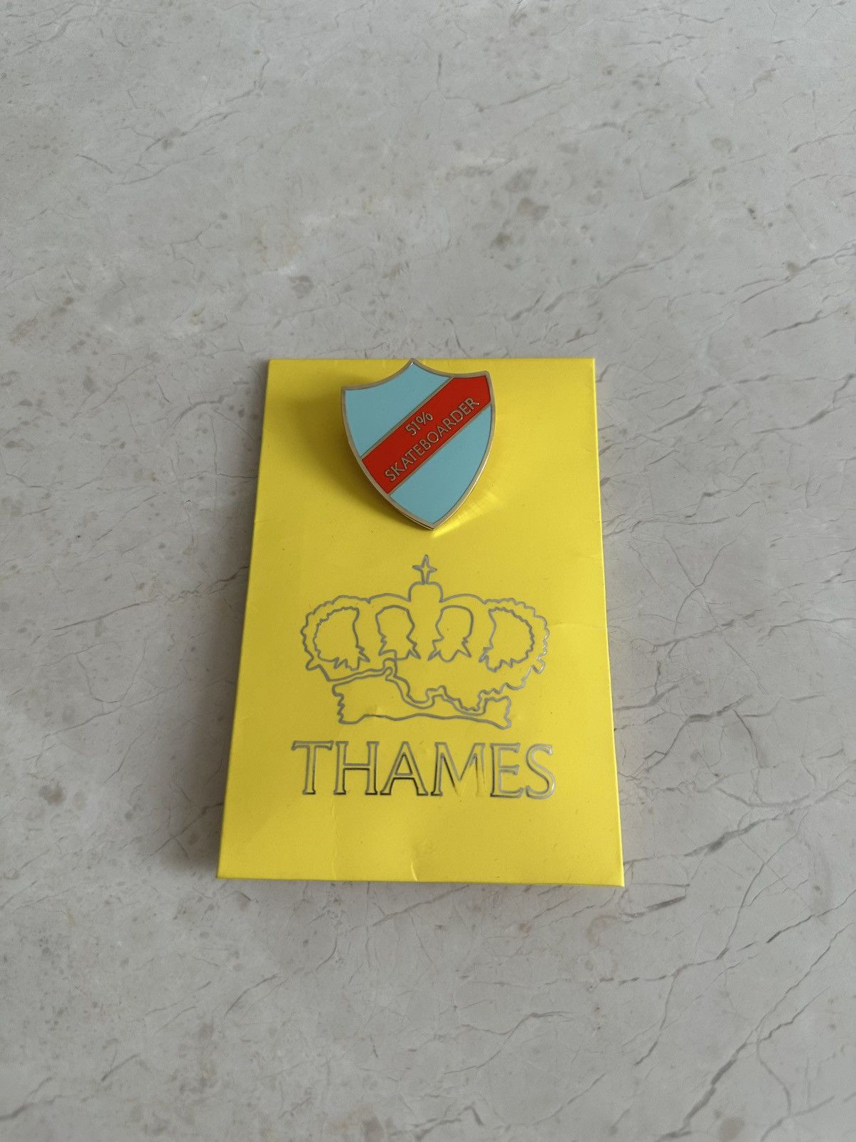 Supreme Thames 51% Skateboarder Shield Pin Badge Size ONE SIZE - 1 Thumbnail