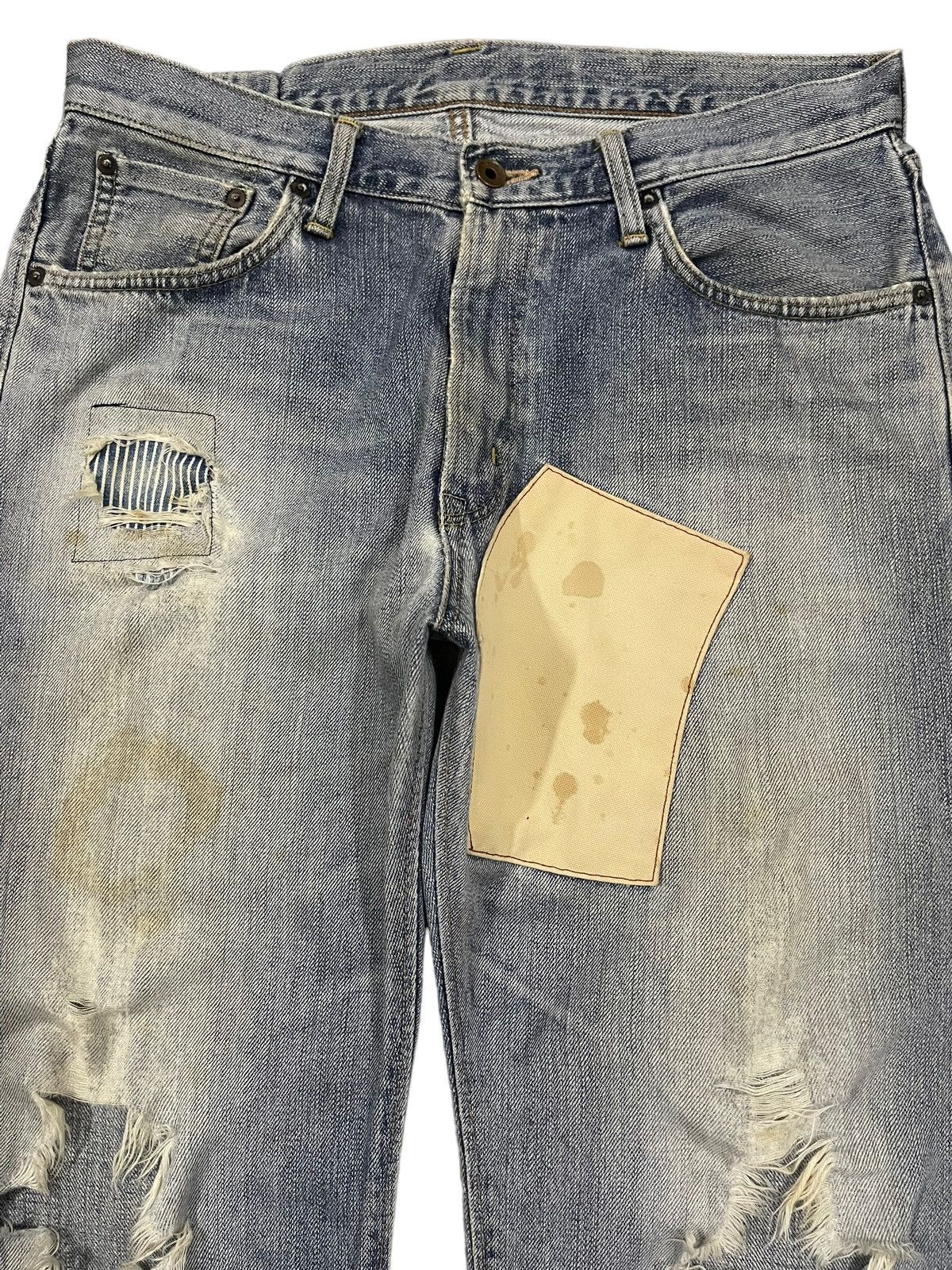 Edwin Vintage Edwin Blue Wash Distressed Patchwork Style Jeans Size US 34 / EU 50 - 3 Thumbnail
