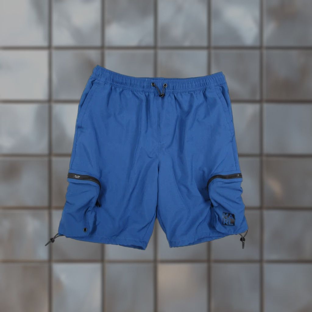 Karl Lagerfeld Cargo Shorts Mens Medium Blue Stretch Drawstring Pockets Utility
