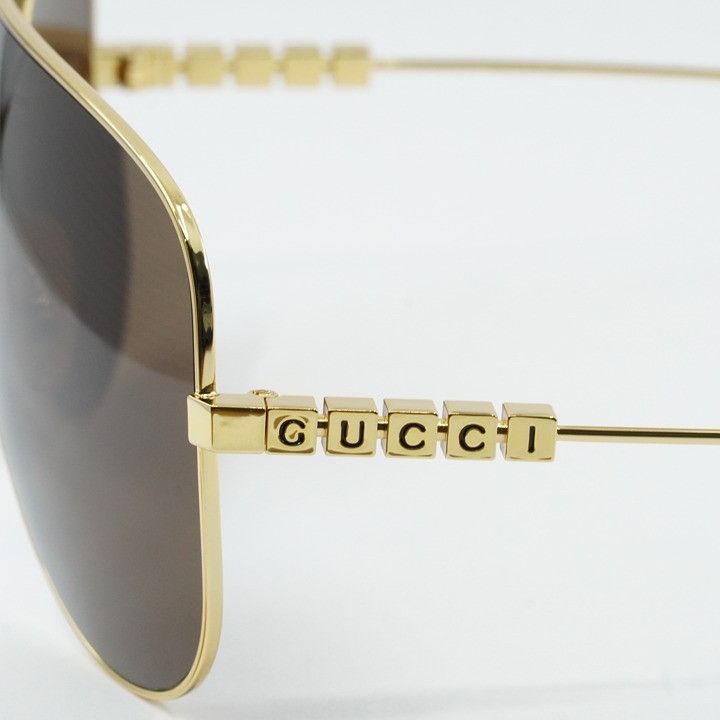Gucci Gucci GG1436S 002 Sunglasses Gold Shield Frame, Brown Lenses Size ONE SIZE - 6 Thumbnail