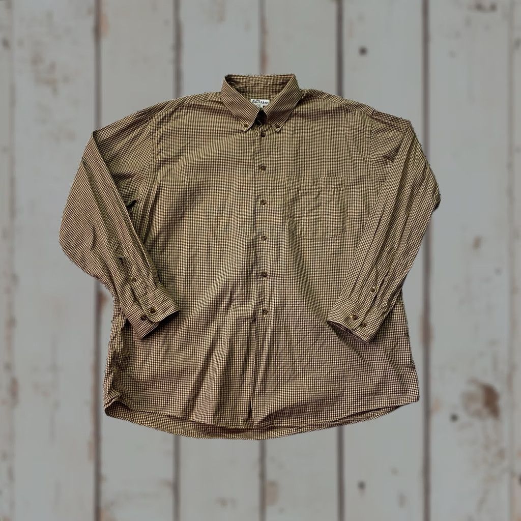 Vintage Bullock & Jones Shirt Button-Up XL Yellow Long Sleeve Button-Down Plaid Casual Men’s Regular Pocketed Vintage: No Size US XL / EU 56 / 4 - 1 Thumbnail