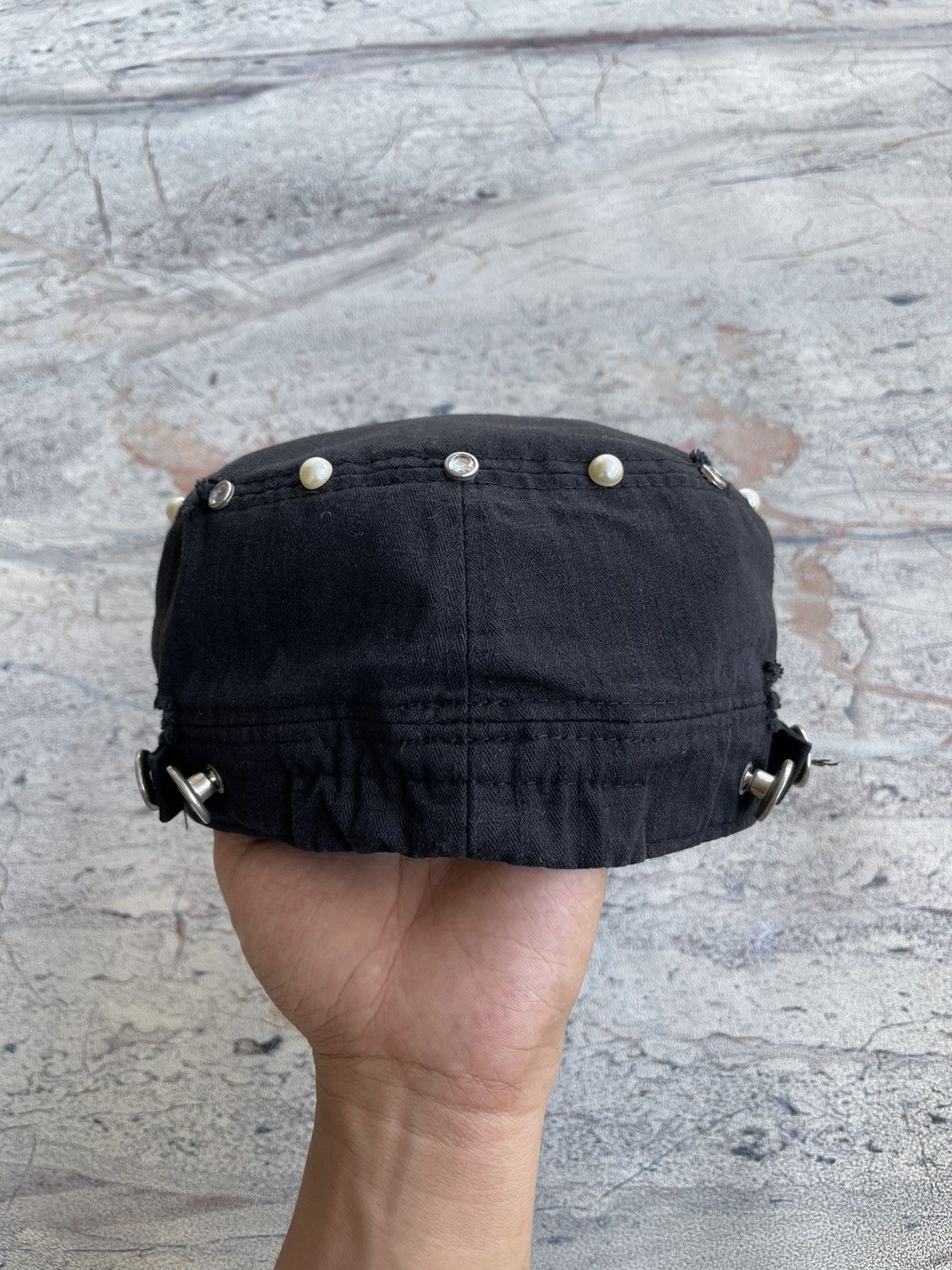 If Six Was Nine Goth Punk Egoist Crazy Pearl Studded Patrol Cadet Hat Size ONE SIZE - 8 Thumbnail