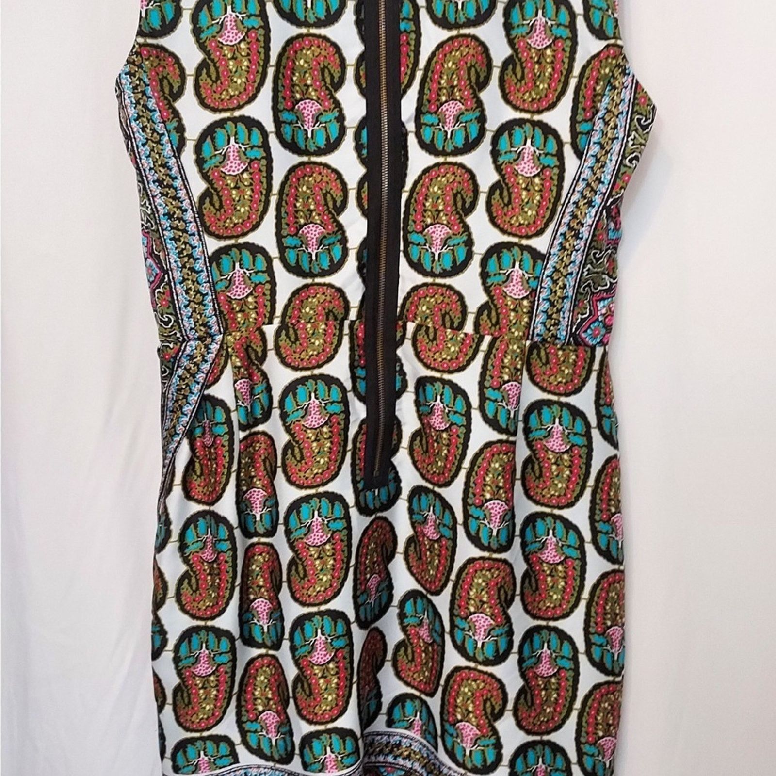 Other Rachel Roy Black White Red Blue Floral Paisley Shift Dress Size M / US 6-8 / IT 42-44 - 10 Thumbnail