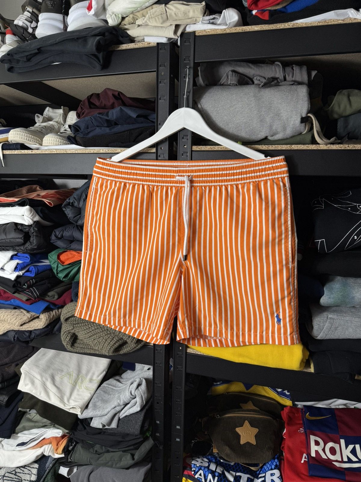 Polo Ralph Lauren Vintage Polo Ralph Lauren Swim Shorts Orange Striped Swim Size US 30 / EU 46 - 1 Thumbnail