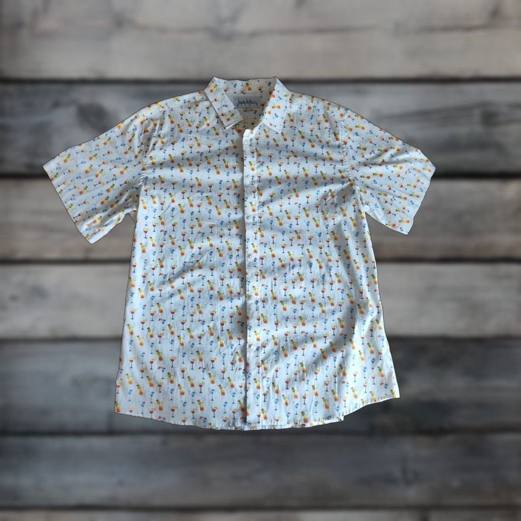Nicole Miller NICOLE MILLER Studio Button-Up Shirt Mens Short Sleeve Cocktail Print 2XL White Mixed Drinks Size US XXL / EU 58 / 5 - 1 Thumbnail