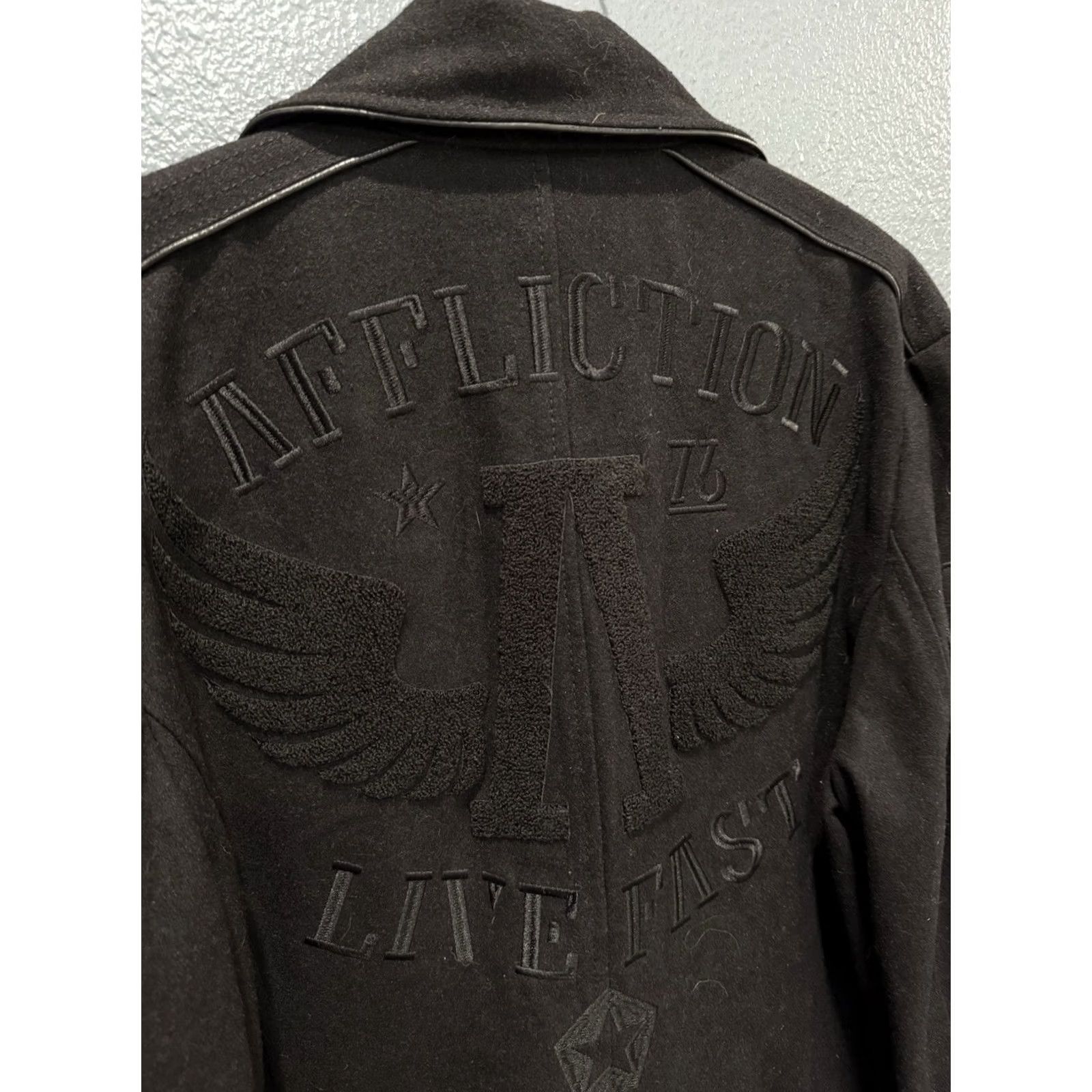 Affliction Affliction Jacket Black Wool Men L Large Pea Coat Trench Style Vintage? Size US L / EU 52-54 / 3 - 3 Thumbnail