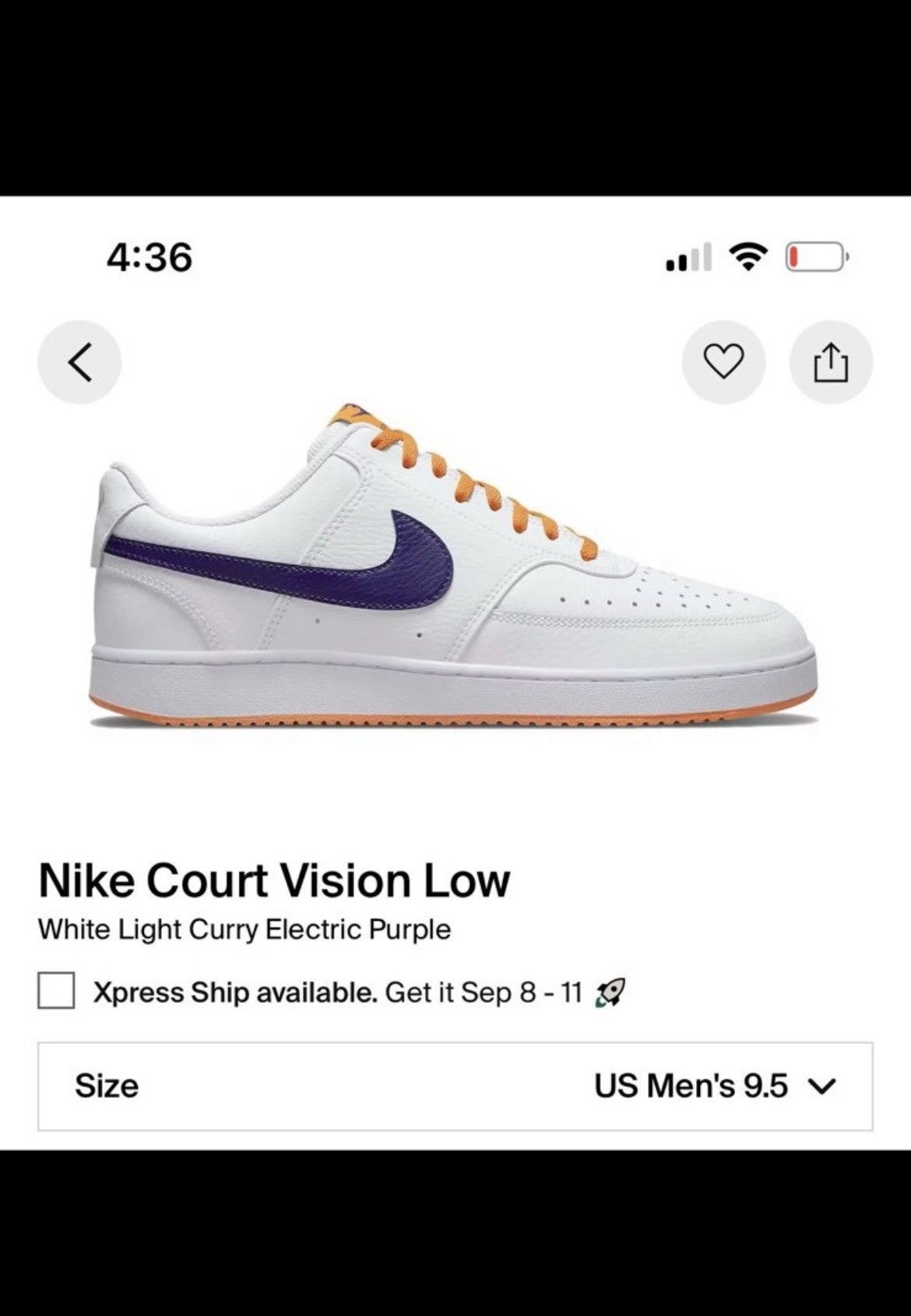 Nike Nike Court Vision Low Men’s Size 9.5 Size US 9.5 / EU 42-43 - 1 Thumbnail