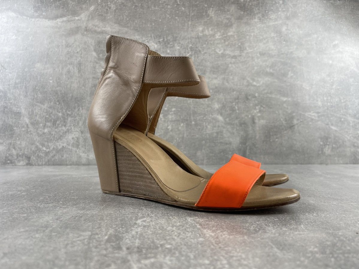 MM6 MM6 Maison Margiela Tan Beige Orange Leather Wedge Sandals Size US 9 / IT 39 - 2 Thumbnail