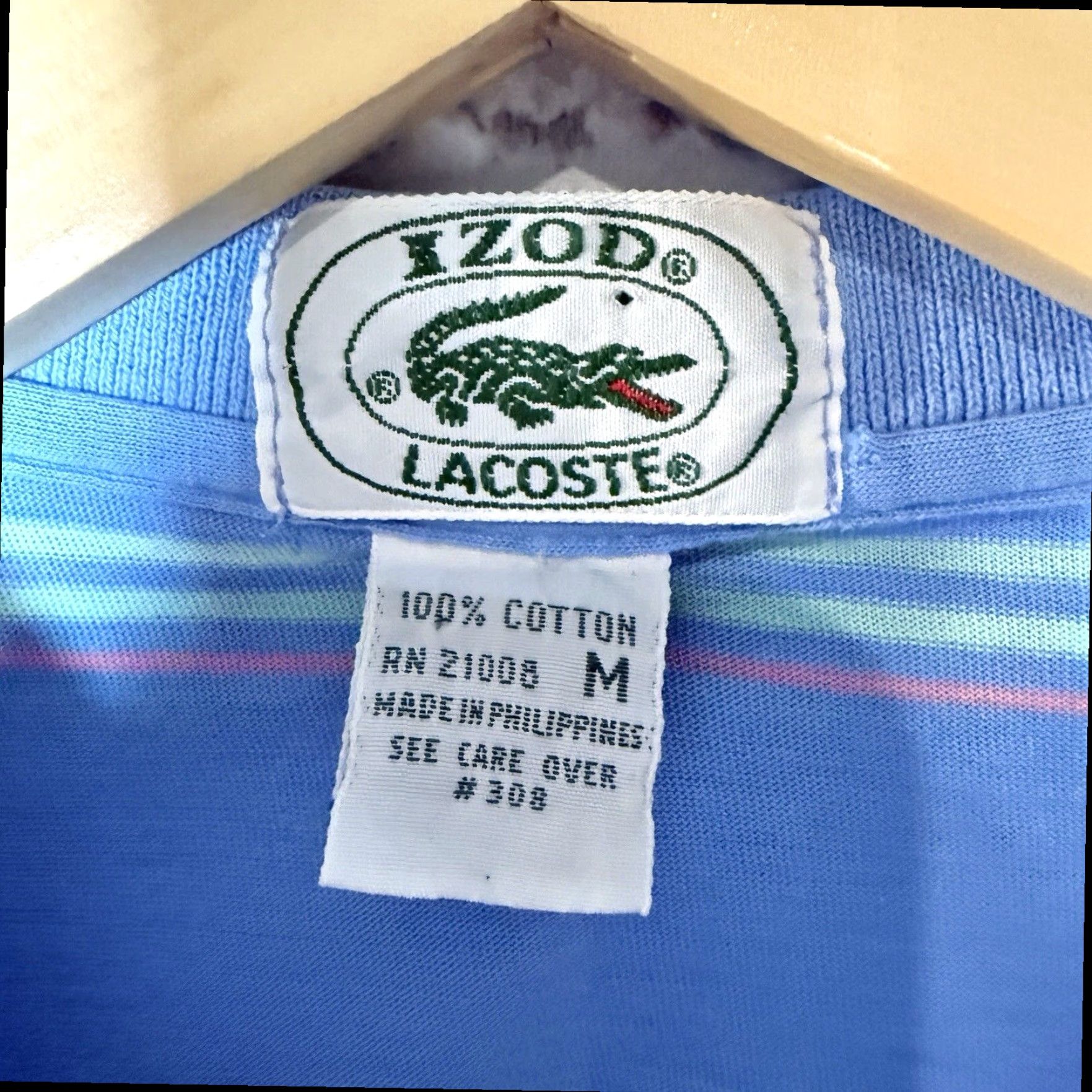 Lacoste VINTAGE Lacoste Striped Polo Shirt Mens Medium Blue 100% Cotton Regular Size US M / EU 48-50 / 2 - 4 Thumbnail