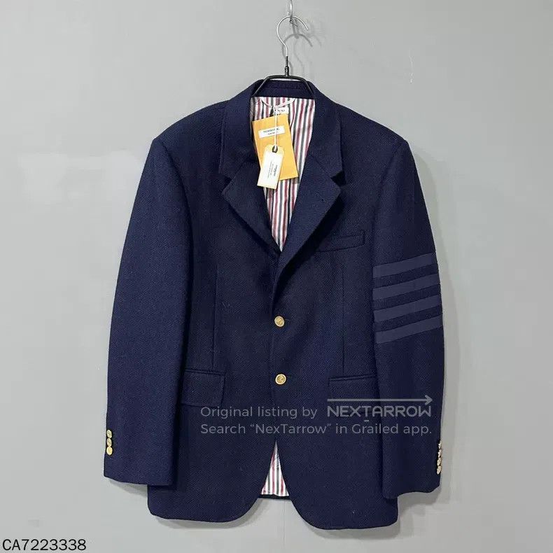Thom Browne Thom Browne Gold Button Four Stripe Wool Jacket Size US S / EU 44-46 / 1 - 1 Thumbnail