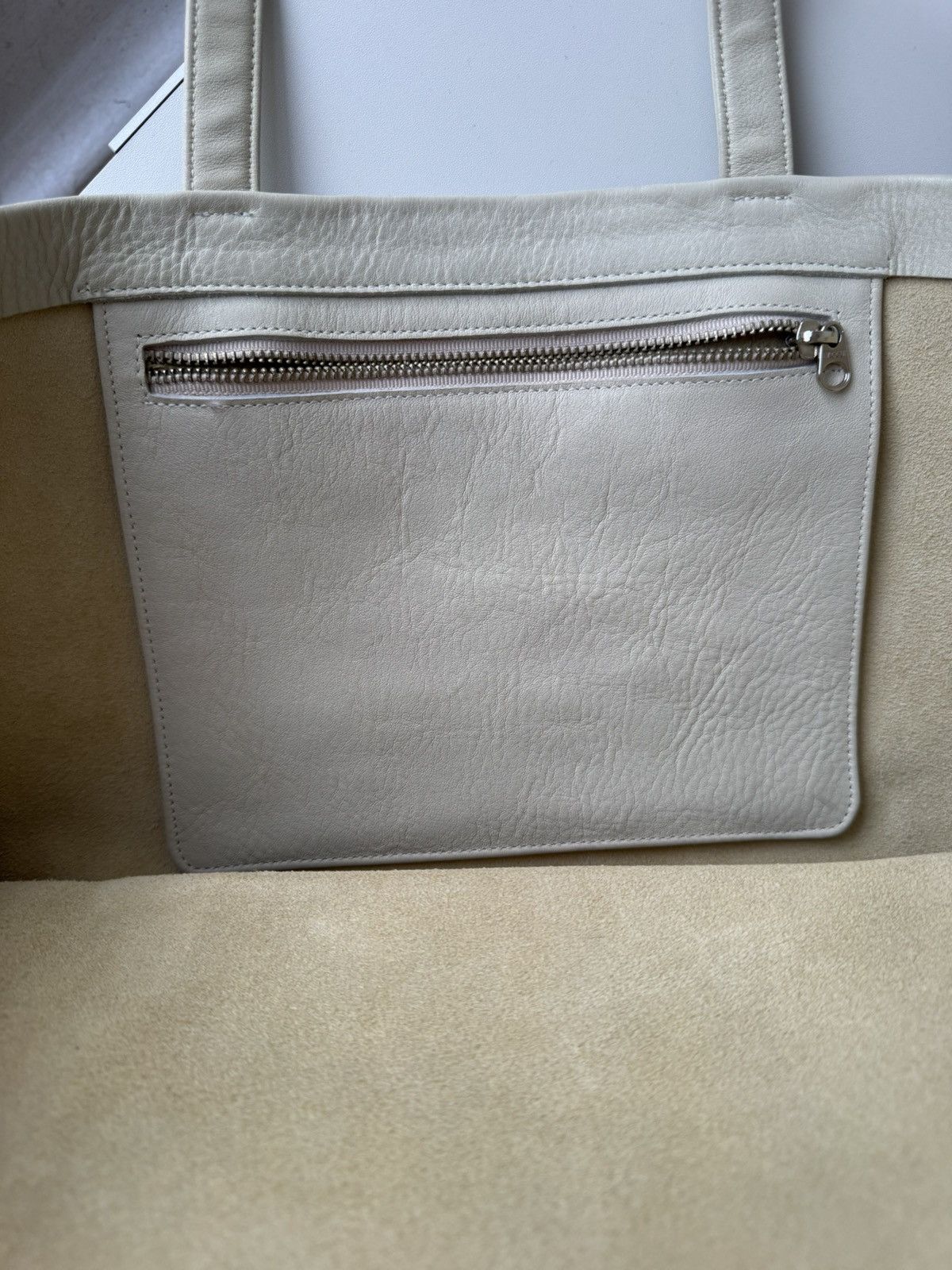 Baggu Baggu Tote Bag Ivory Natural Milled Leather Double Handle Size ONE SIZE - 8 Thumbnail