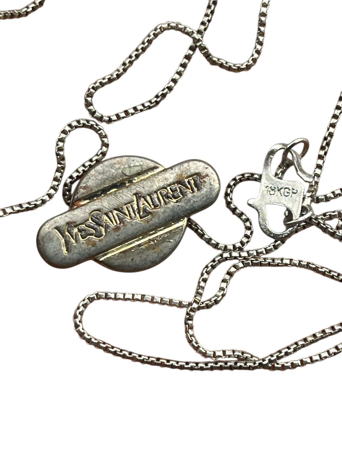 Yves Saint Laurent RARE Vintage YSL Yves Saint Laurent Logo Charm Necklace Size ONE SIZE - 1 Thumbnail