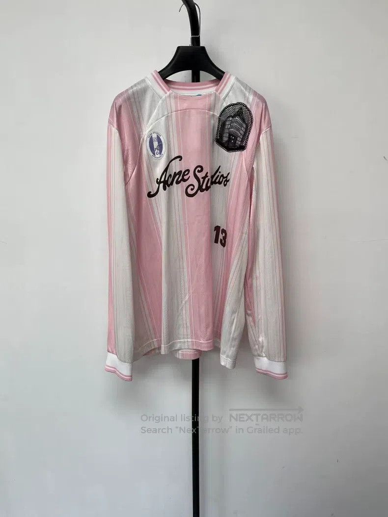 Acne Studios Contrast letter football long-sleeve T-shirt,