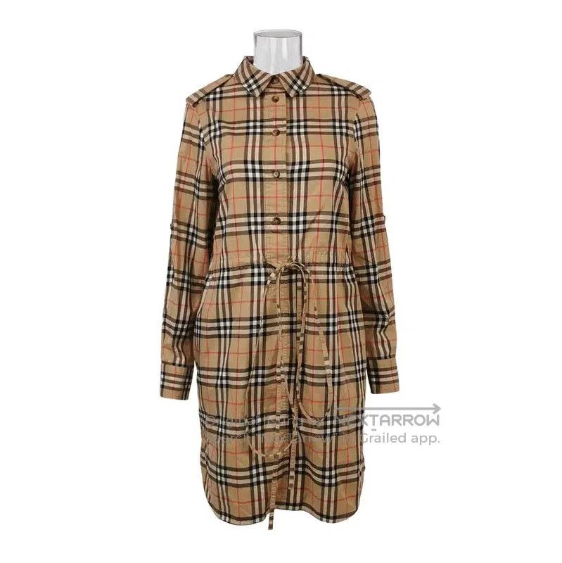 Burberry Burberry Cotton Check Dress in Khaki. Size M / US 6-8 / IT 42-44 - 1 Thumbnail