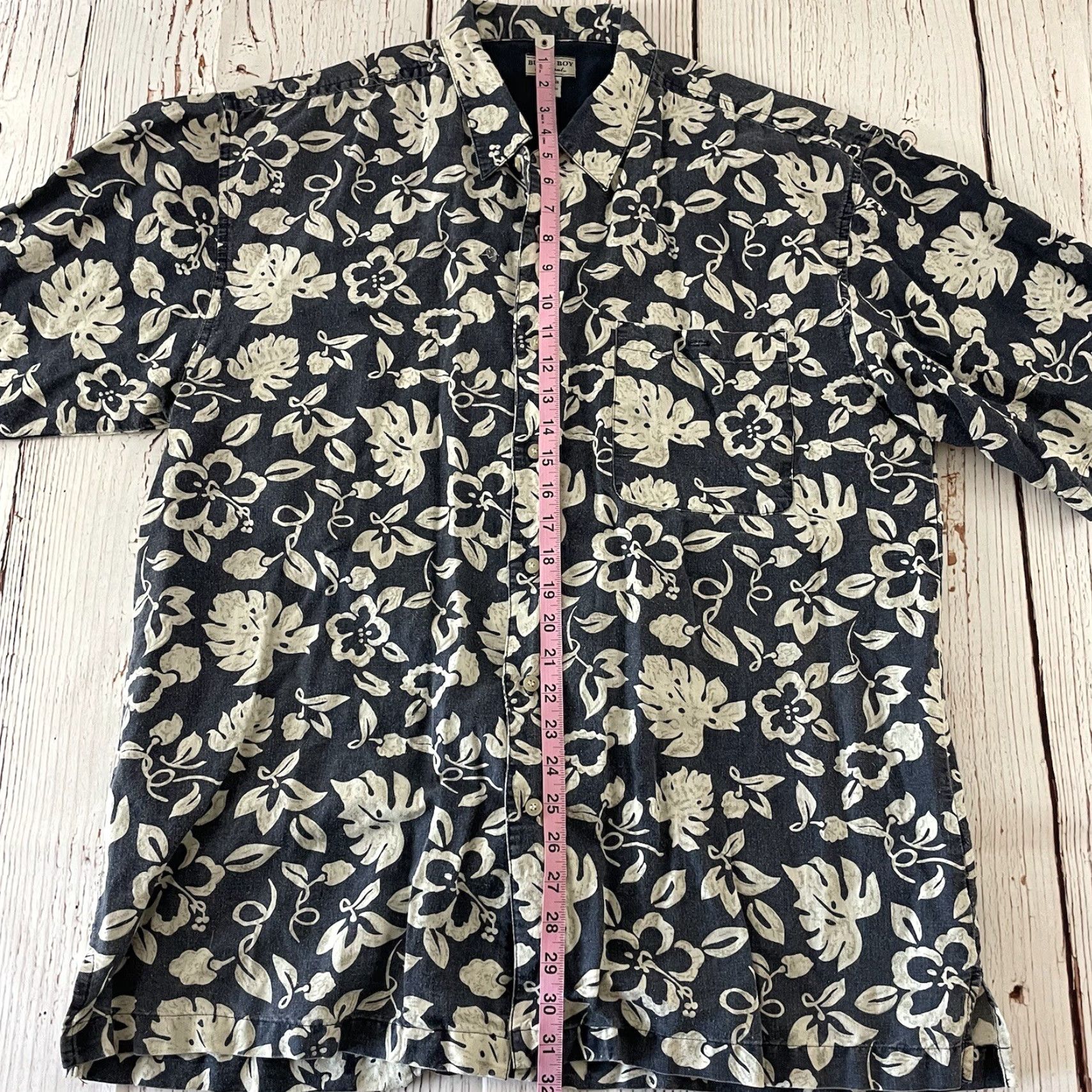 Bugle Boy Bugle Boy Hawaiian Shirt Men's XL Blue Ramie Short Sleeve Button-Up Floral Vintage Size US XL / EU 56 / 4 - 4 Thumbnail