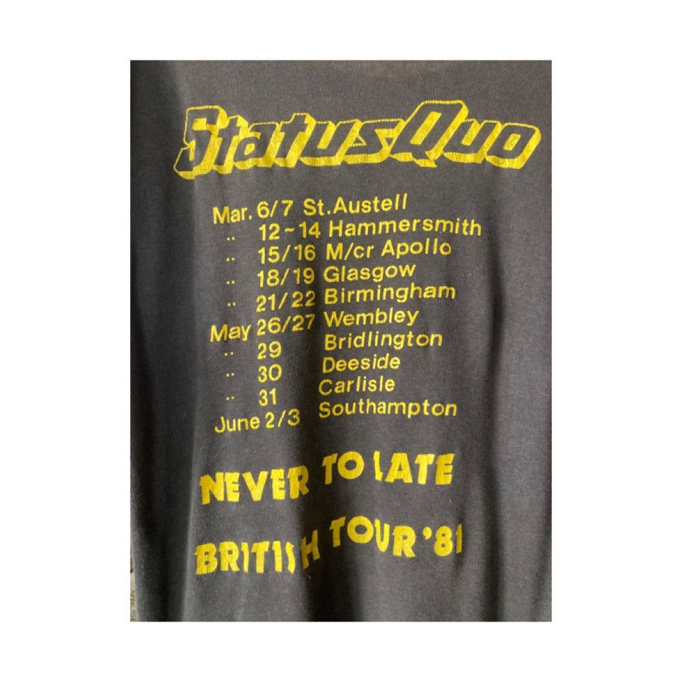 Vintage 1982 StatusQuo “Never Too Late” British Tour Size US S / EU 44-46 / 1 - 10 Thumbnail