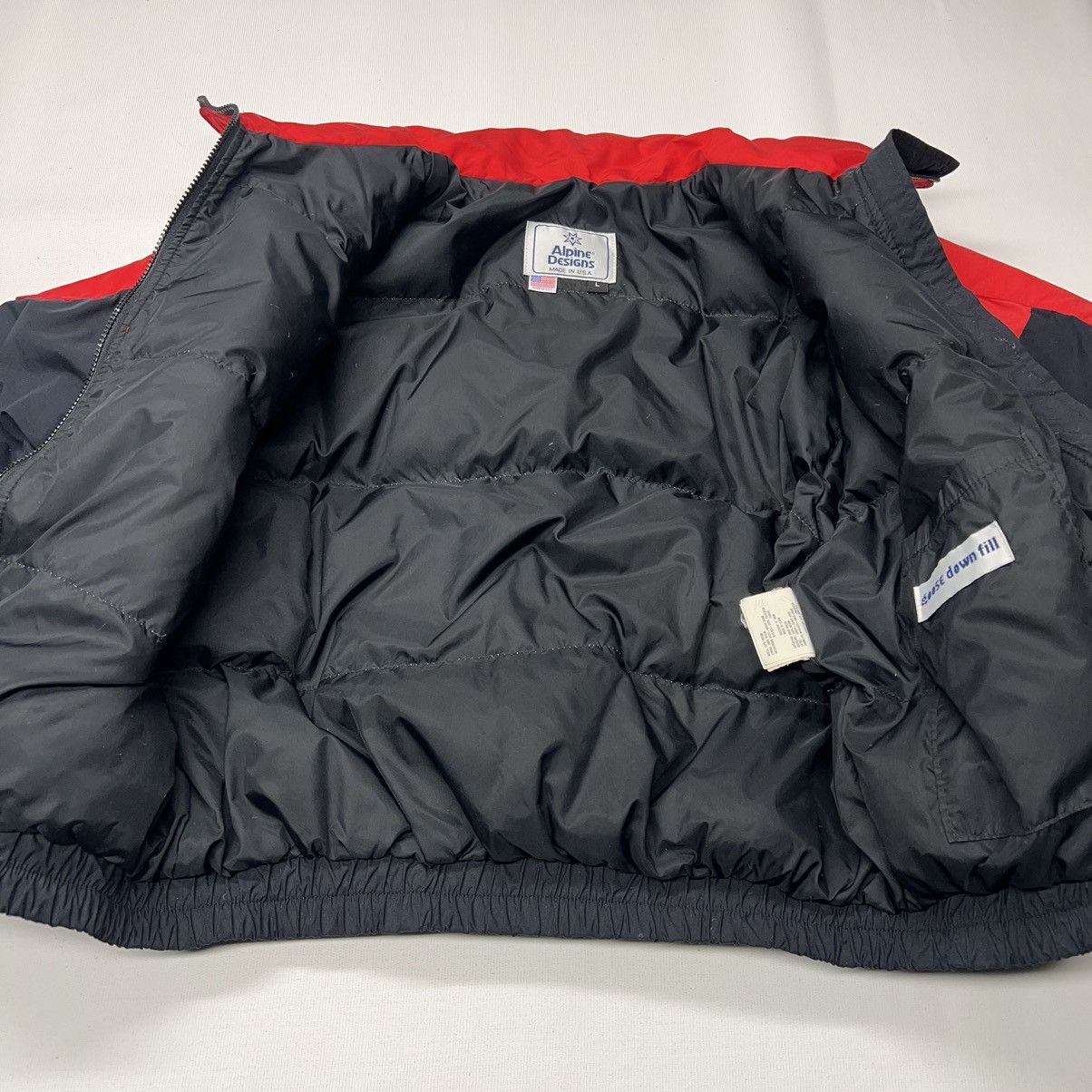 Vintage VTG Alpine Designs Jacket Red Black Goose Down Puffer Ski Size US L / EU 52-54 / 3 - 7 Thumbnail