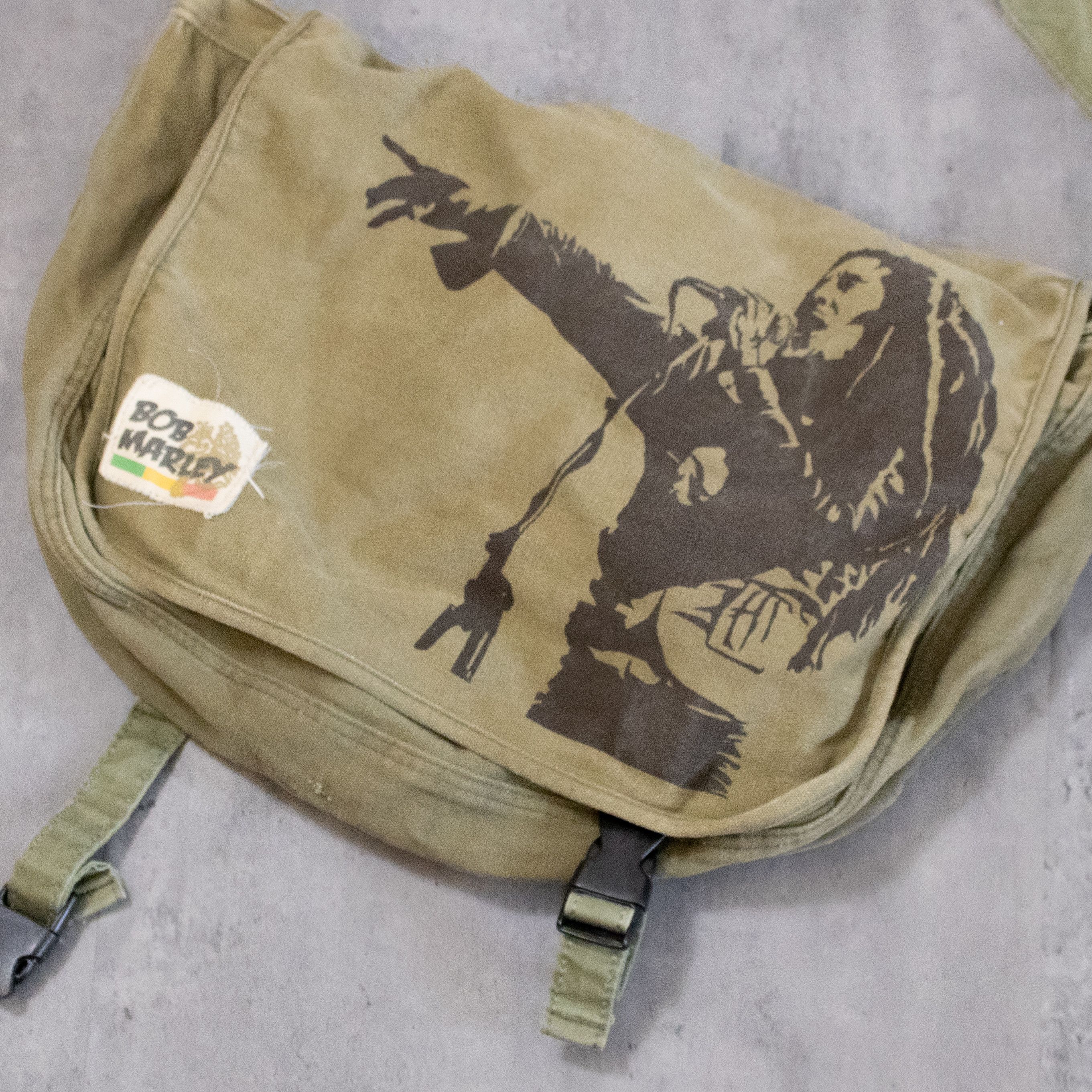 Bob Marley Y2K 2000’s Bob Marley Military Shoulder Olive Green Bag Size ONE SIZE - 4 Thumbnail
