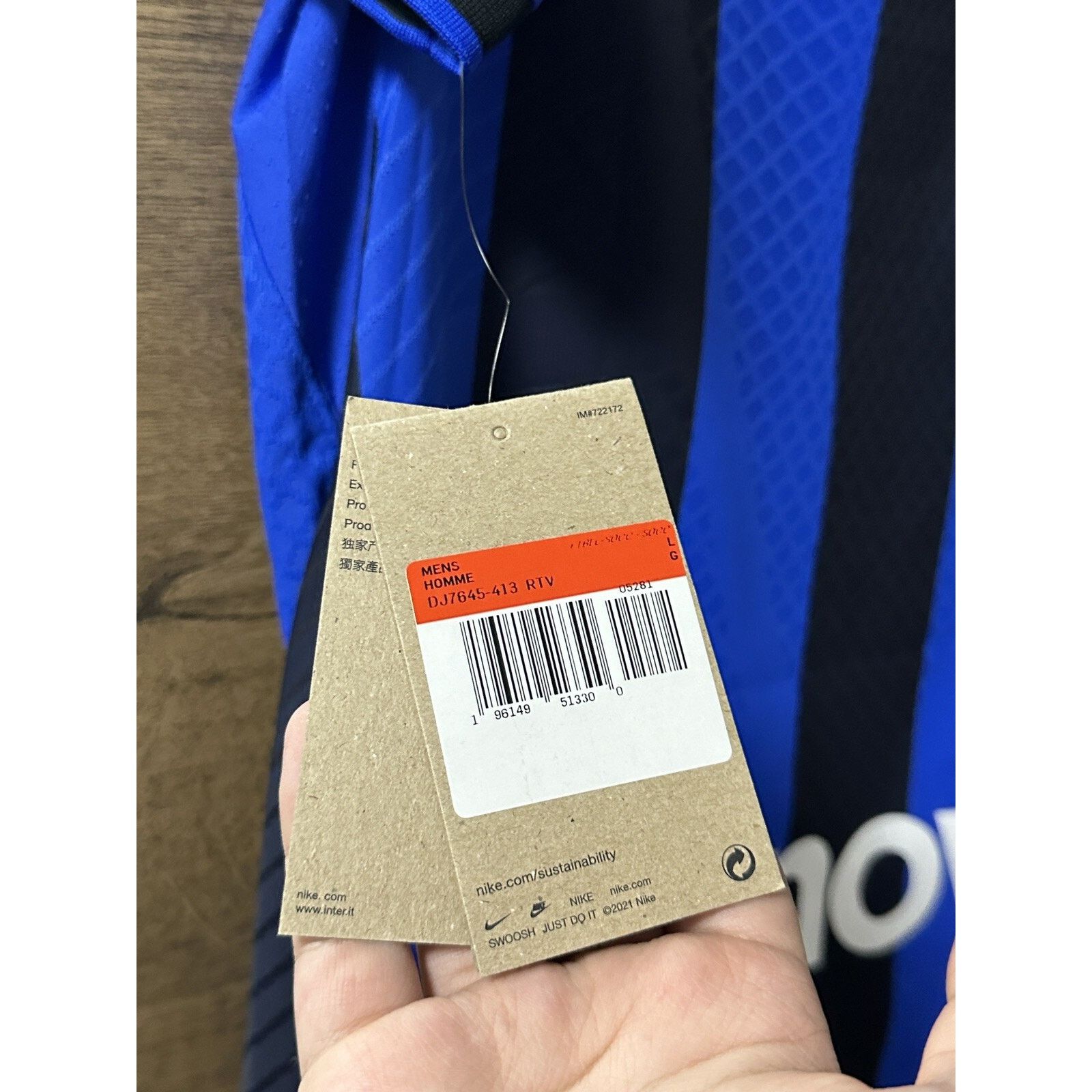 Nike INTER MILAN 2022 2023 HOME SHIRT JERSEY NIKE PLAYER ISSUE Size US L / EU 52-54 / 3 - 10 Thumbnail