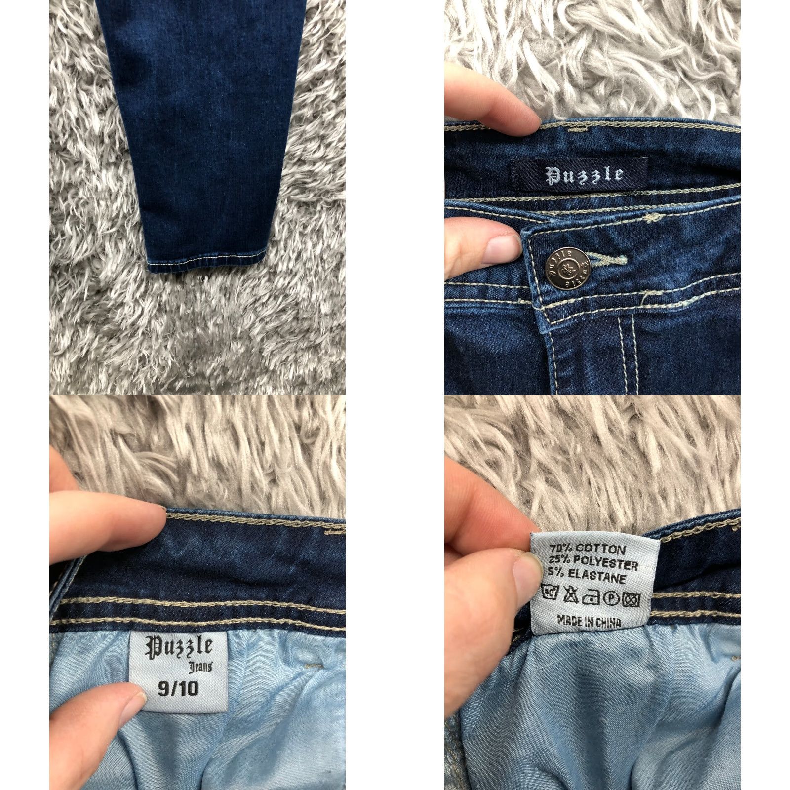 Denime Puzzle Jeans Juniors Jeans Size 9/10 Mid Rise Dark Wash Blue Denim Skinny Capri Size 30" / US 8 / IT 44 - 8 Thumbnail