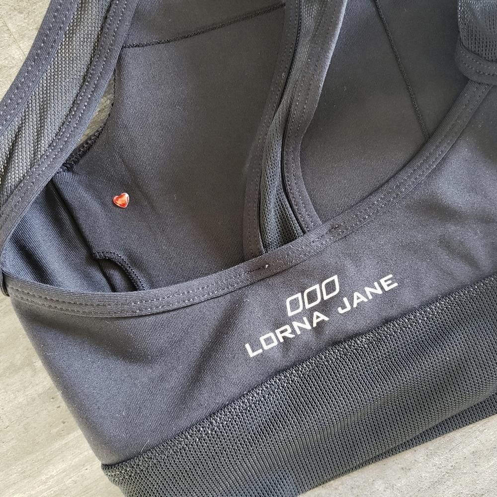 Designer Black High Neck Lorna Jane Longline Sport Bra Size ONE SIZE - 4 Thumbnail