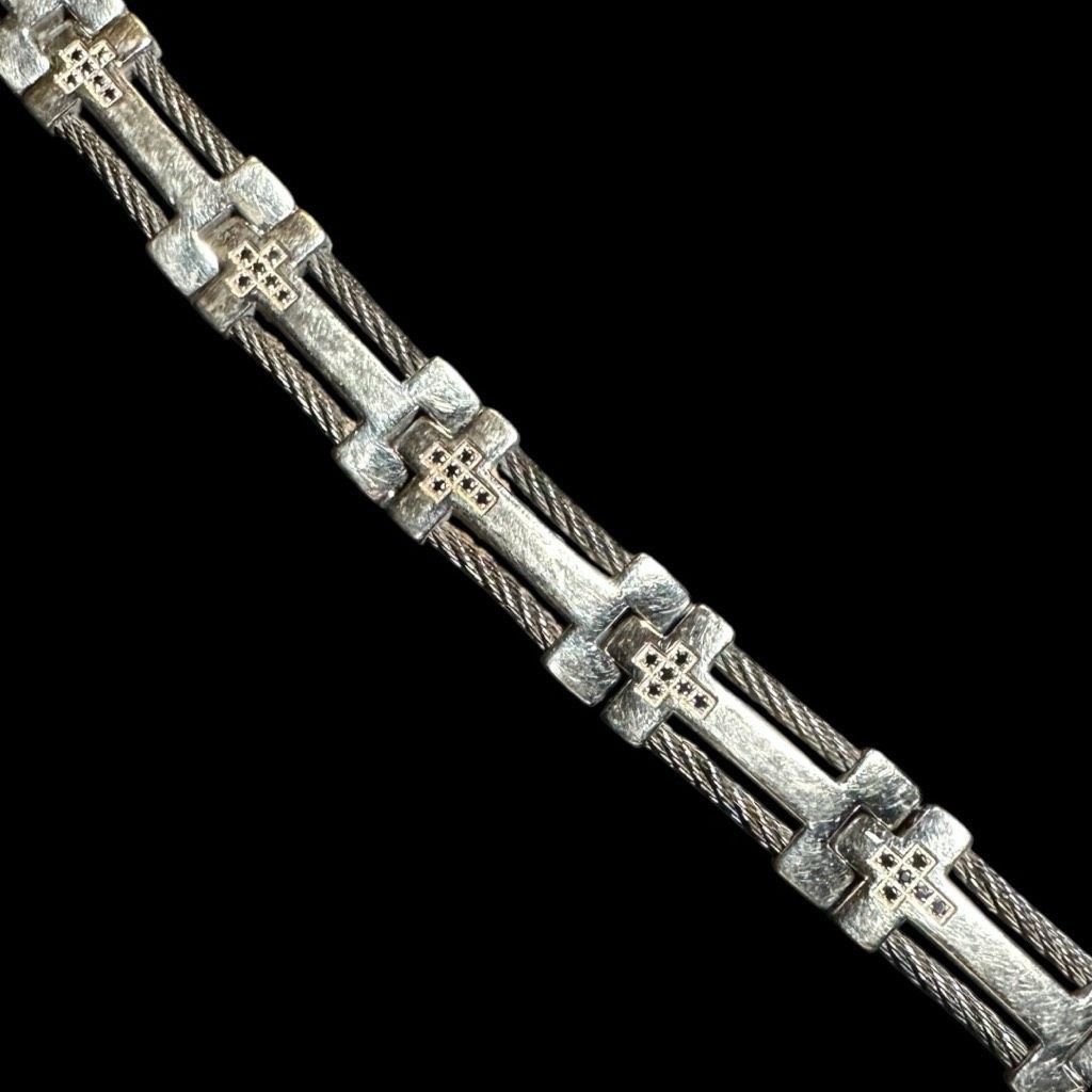 Other STAINLESS STEEL Silver Black Cubic Zirconia Cross Religious Size ONE SIZE - 3 Thumbnail