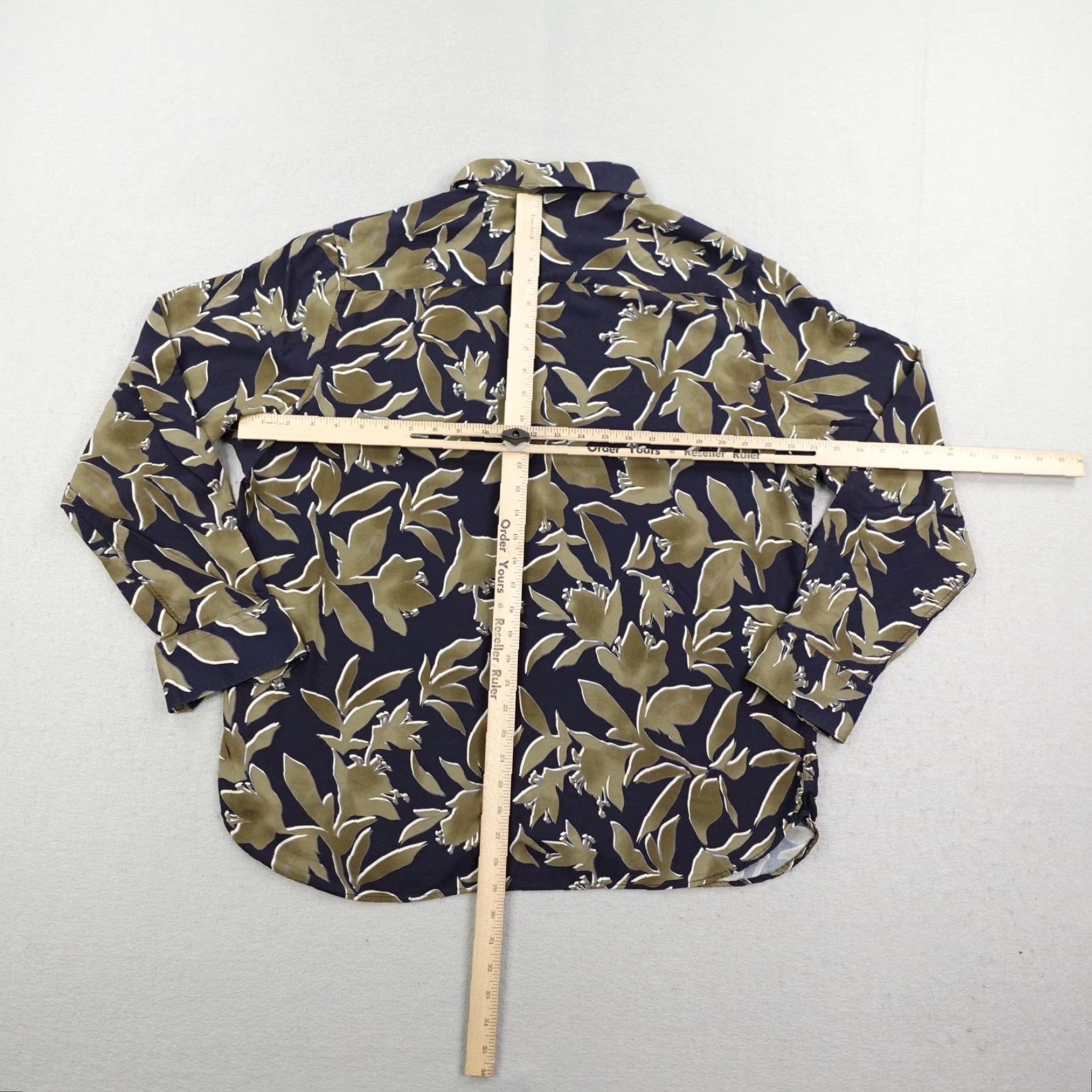 BUGATCHI VINTAGE Bugatchi Shirt Mens 3XL Blue Gray Floral Leaf Print Shaped Fit Ecovero Button Up Size US XXL / EU 58 / 5 - 5 Thumbnail