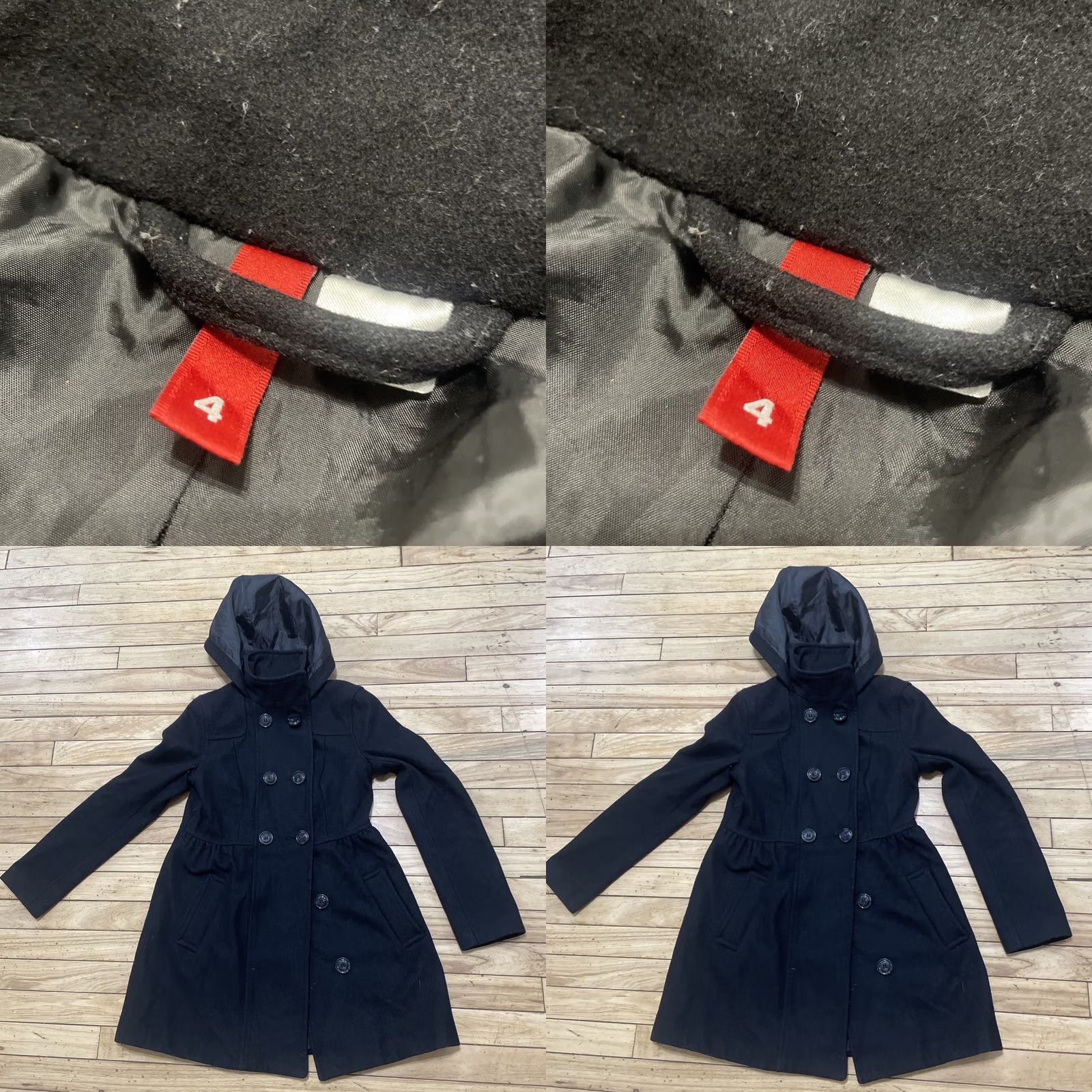 H&M H&M Pea Coat Hoodie Women Junior 4 Lined Black Double Breasted Pockets Button Up Shirt Coat Mens Womens Girls Boys Size S / US 4 / IT 40 - 10 Thumbnail