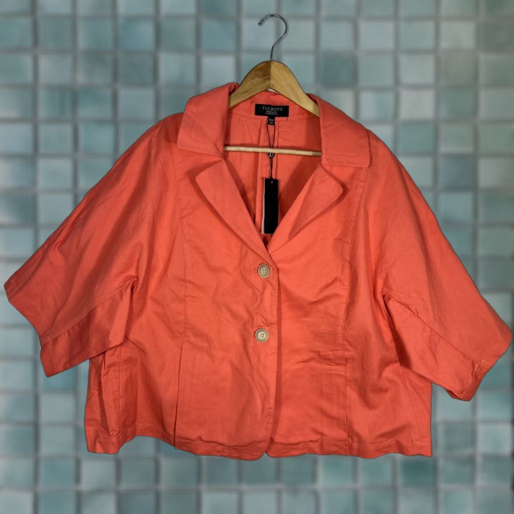 Talbots Talbots Blazer Shirt Jacket 22P Petite Plus Pink Jackie Fit 3/4 Sleeve Button Front Casual Formal Women Size 3XL / US 20-22 - 1 Thumbnail