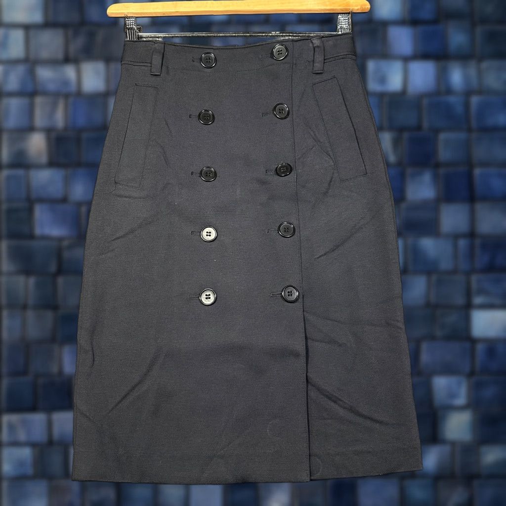 Ann Taylor Ann Taylor Skirt Womens 00 Navy Blue Stretch Knit Front Vent Back Zip Pencil VINTAGE? Size 24" / US 00 / IT 34 - 1 Thumbnail