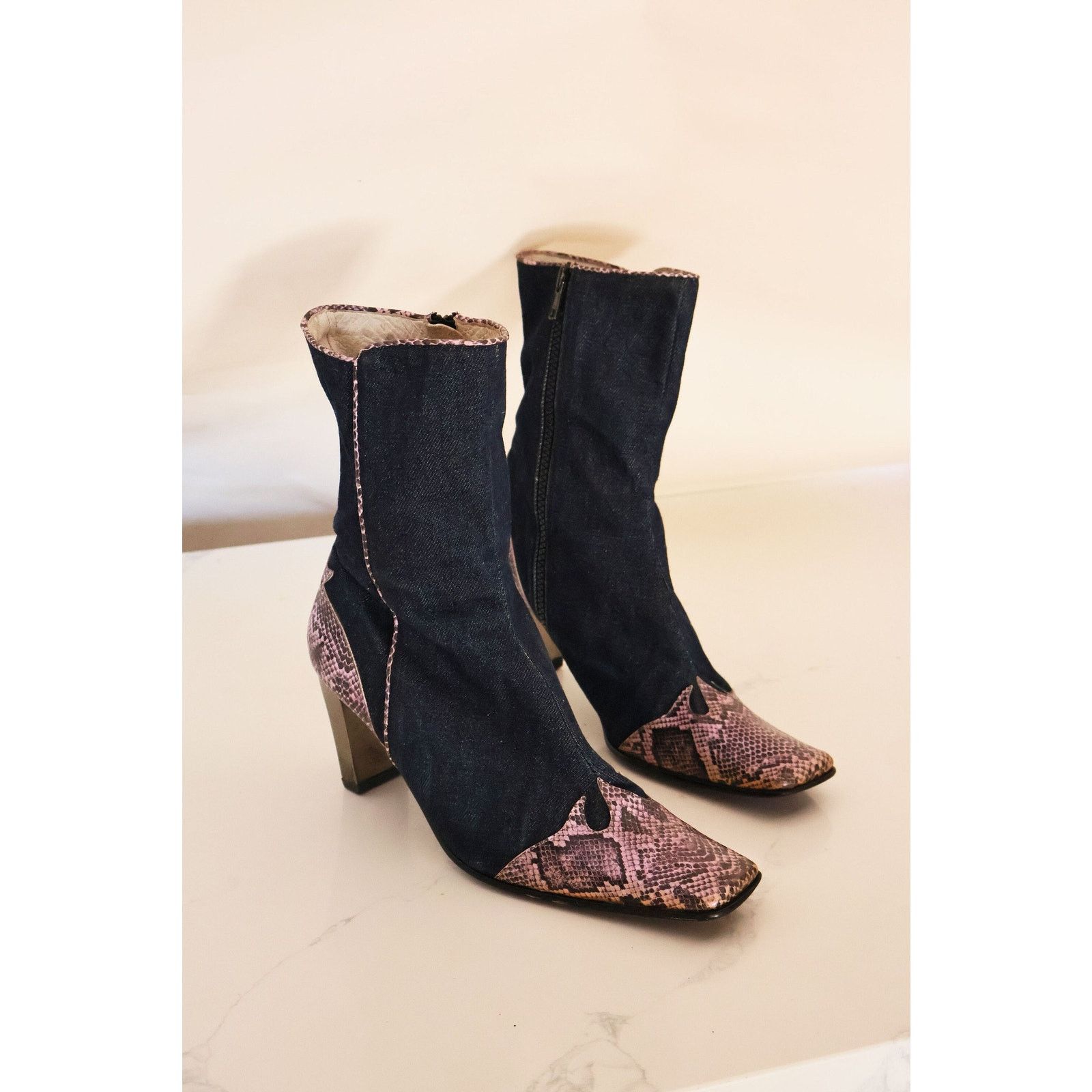 Vintage Vintage Y2K Italian Made Denim + Snake Boots Size US 9 / IT 39 - 2 Thumbnail