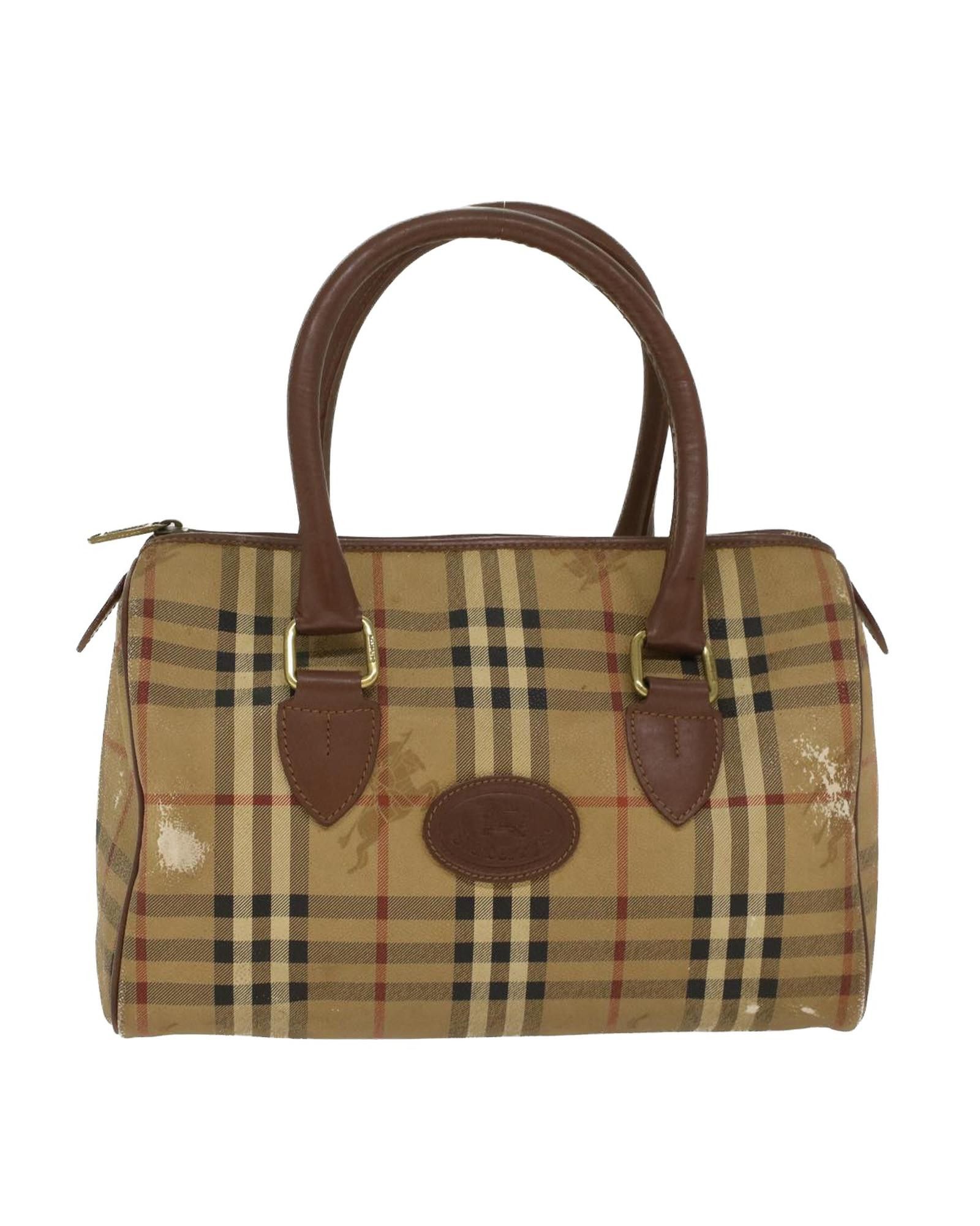 image of Burberry Beige Brown Pvc Leather Hand Bag, Women's