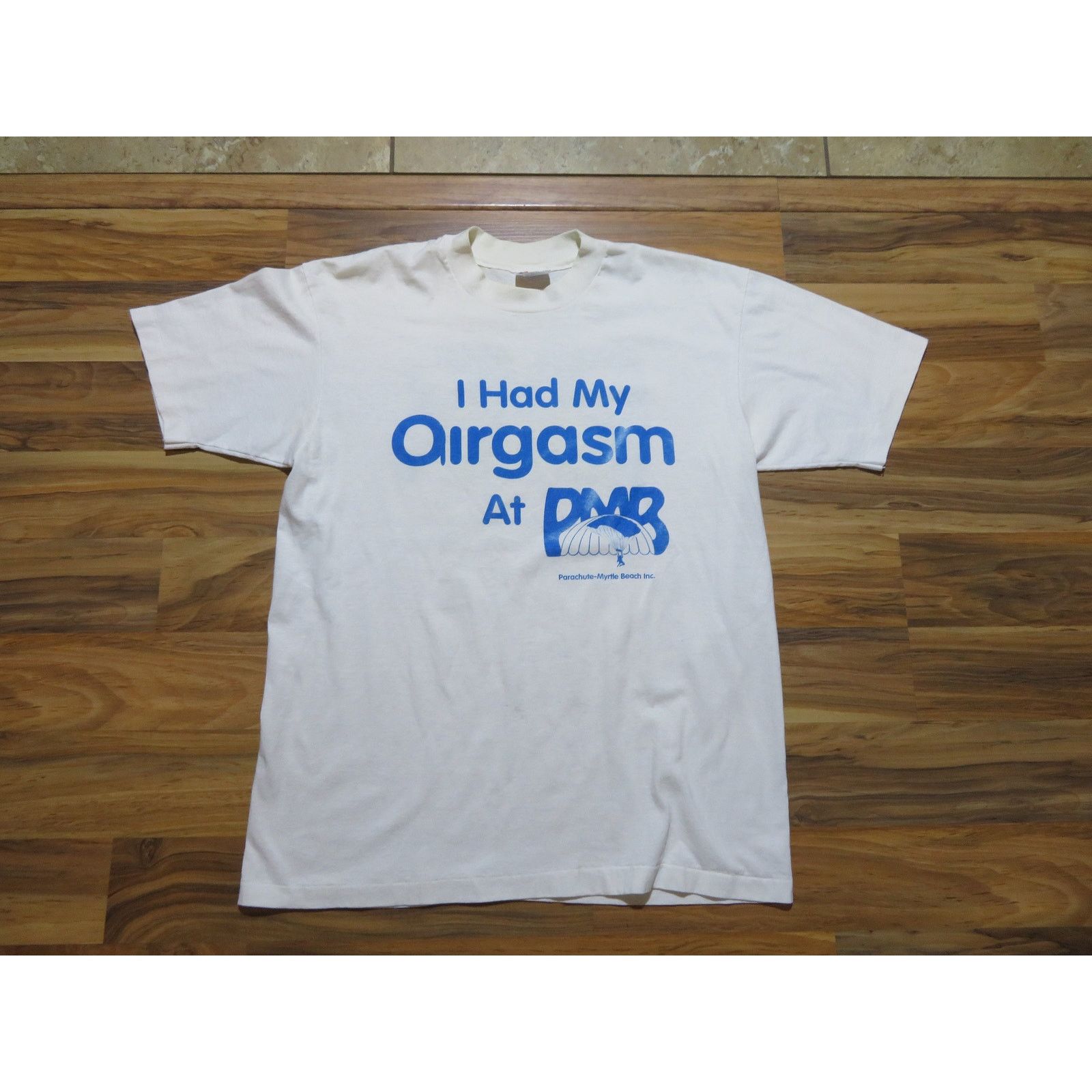 Hanes I had My Airgasm White T-shirt Sz L 1980s Orgasm Parody Size US L / EU 52-54 / 3 - 1 Thumbnail