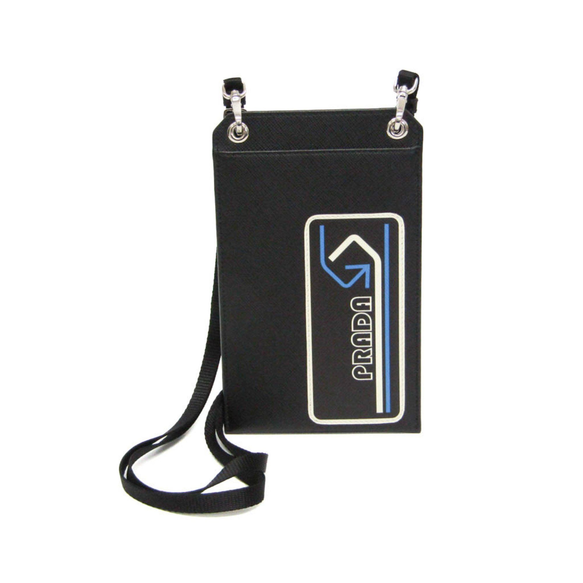 Prada Prada Saffiano Smartphone Case 2ZH067 Men,Women Leather Pouch,Shoulder Bag Black Size ONE SIZE - 1 Thumbnail