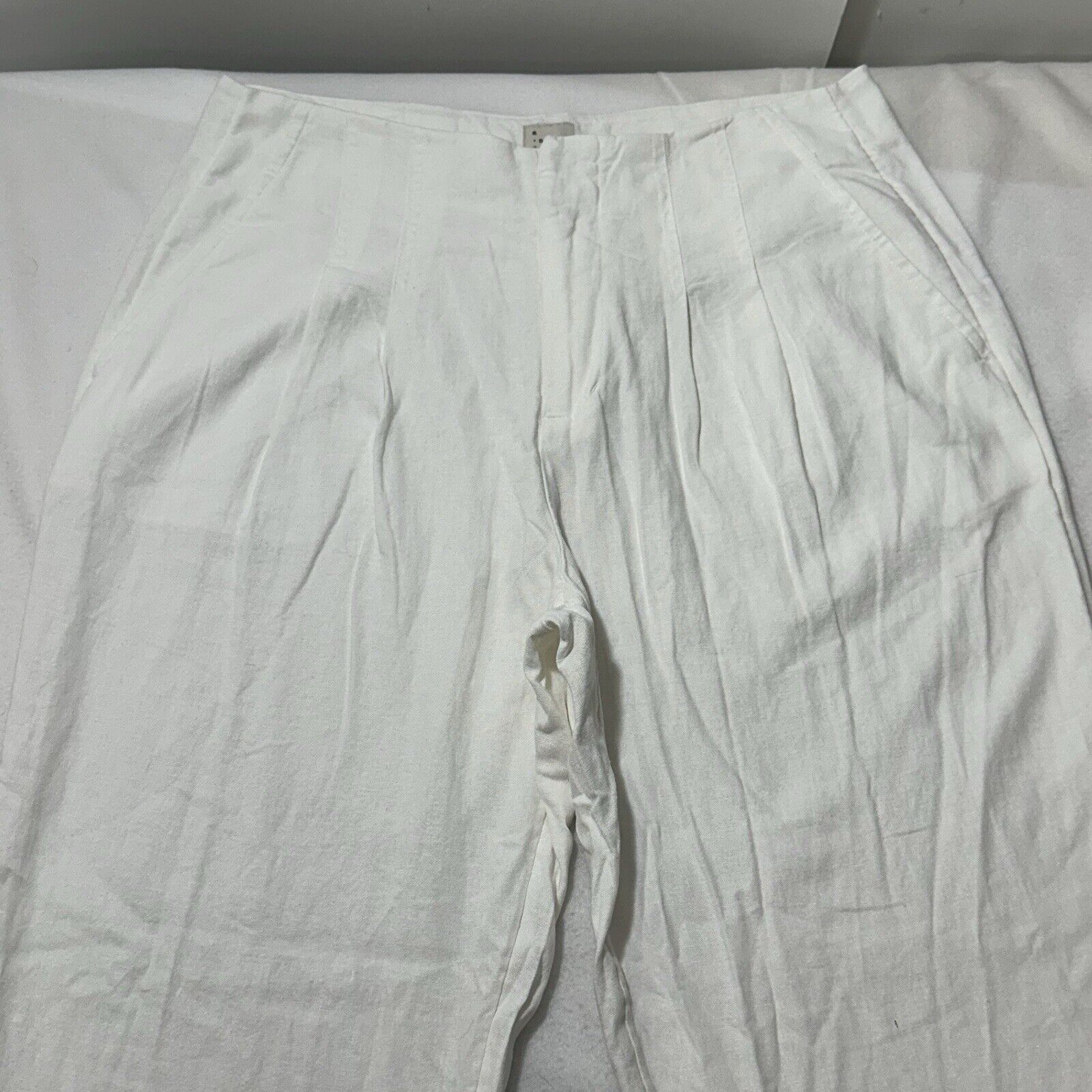 Other A New Day 8 High Rise Linen Blend Tapered Ankle Pants White Size 30" / US 8 / IT 44 - 3 Thumbnail
