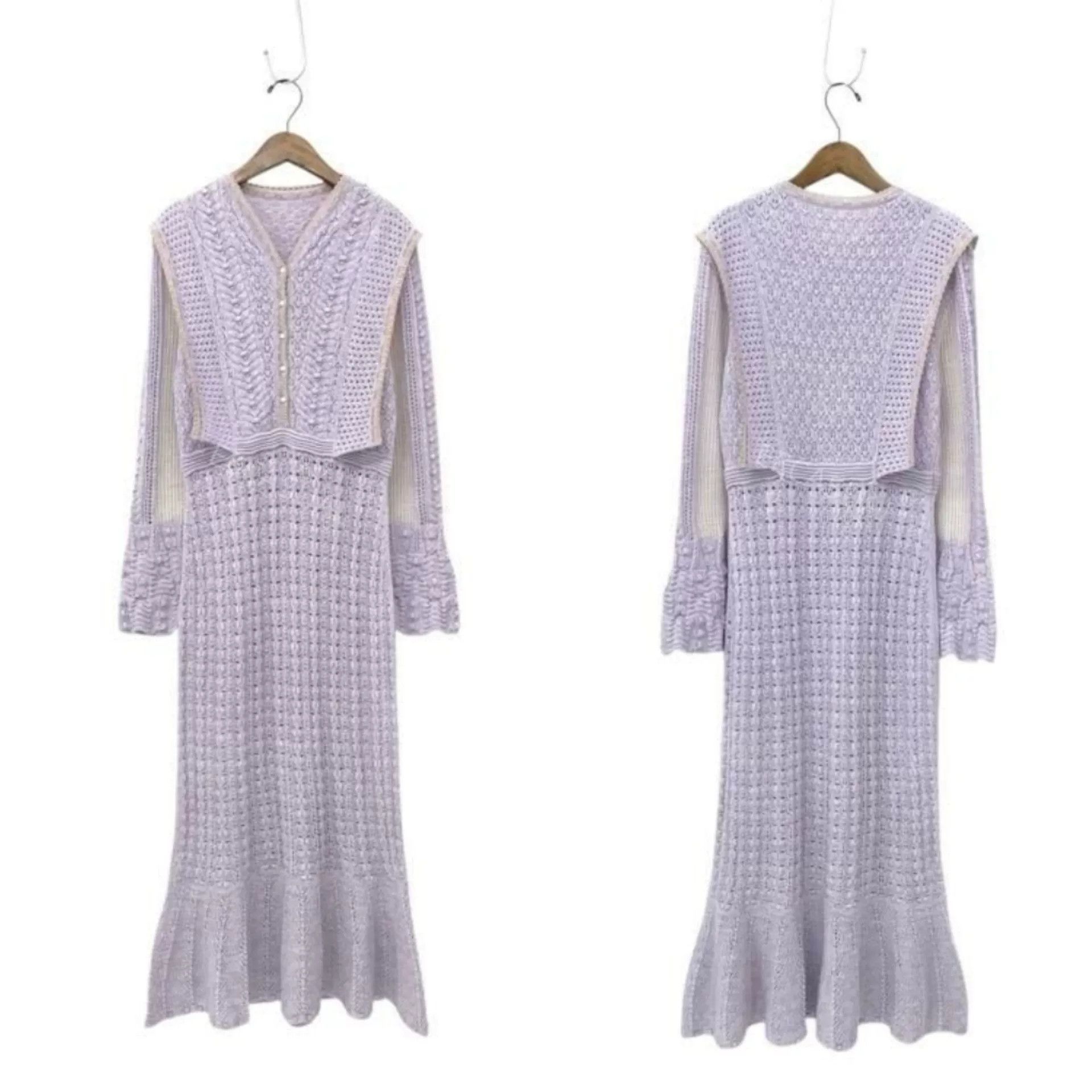 Other Purple Lace Knit Dress by Mame Kurogouchi Size L / US 10 / IT 46 - 1 Thumbnail