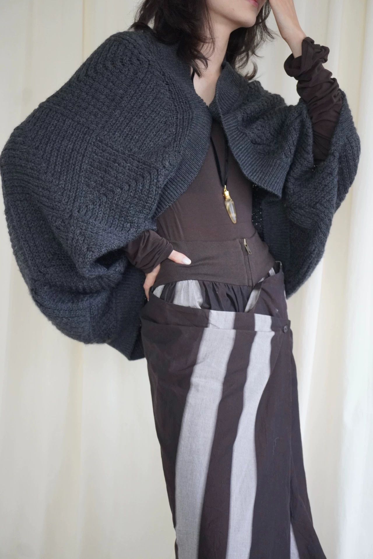 Junya Watanabe Junya Watanabe 2000s Batwing Cape Wool Cardigan Size ONE SIZE - 7 Thumbnail