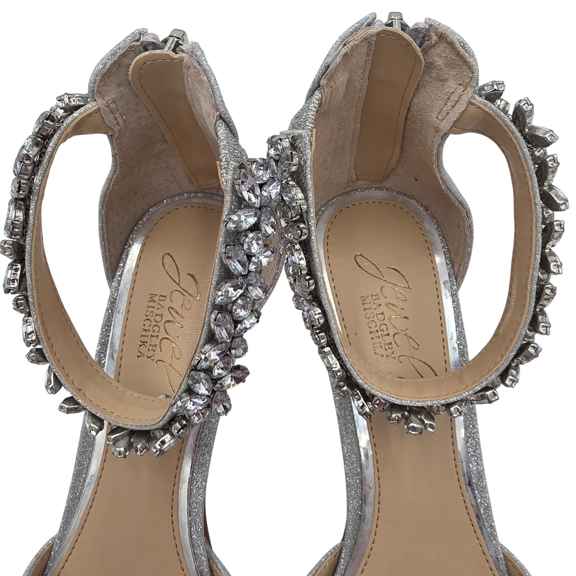Badgley Mischka Jewel Badgley Mischka Women 7.5 Silver Robles Crystal Kitten Size US 7.5 / IT 37.5 - 6 Thumbnail