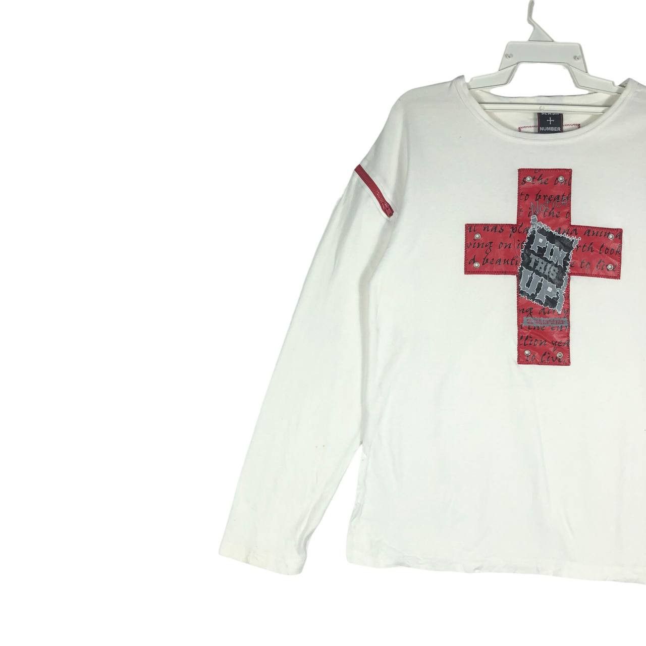 Japanese Brand × Vintage Vintage Slash Number Long Sleeve White T-Shirt Size US L / EU 52-54 / 3 - 3 Thumbnail